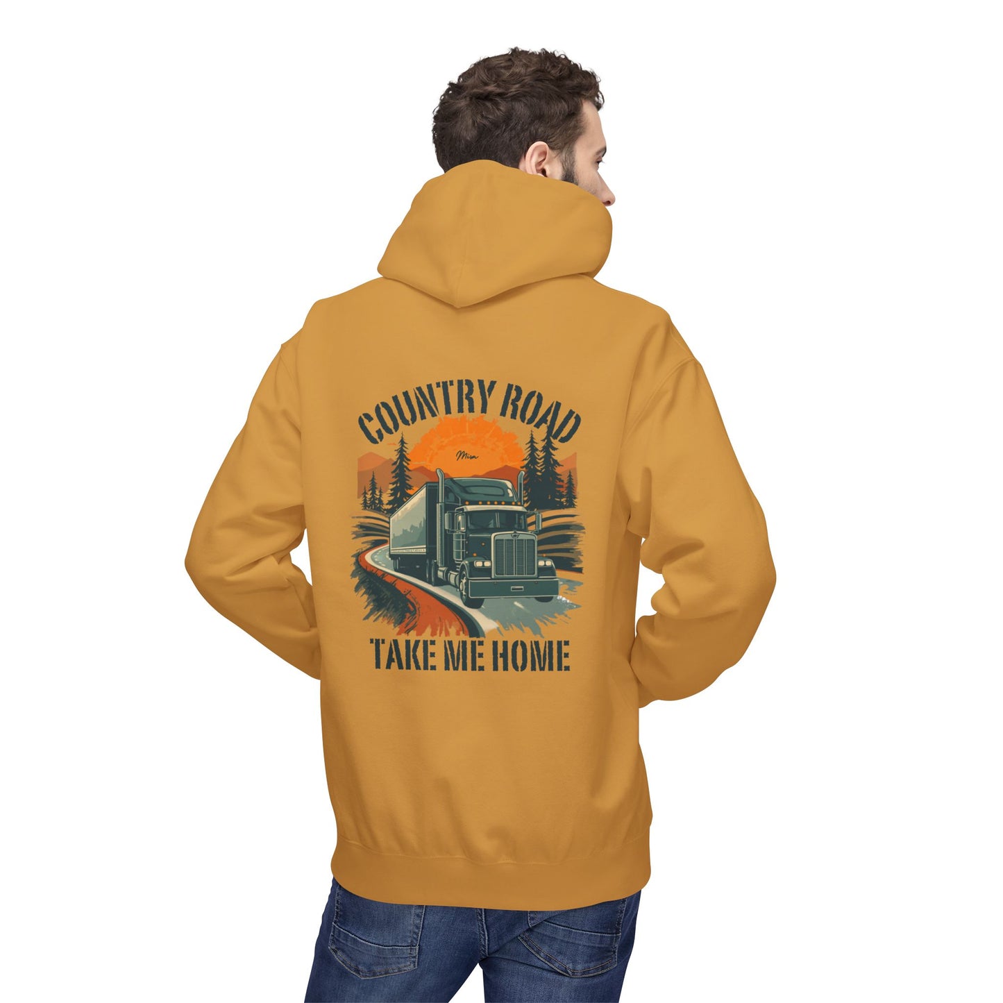 Country Road Truck Hoodie — "Country Road Take Me Home" Retro Semi Truck Pullover