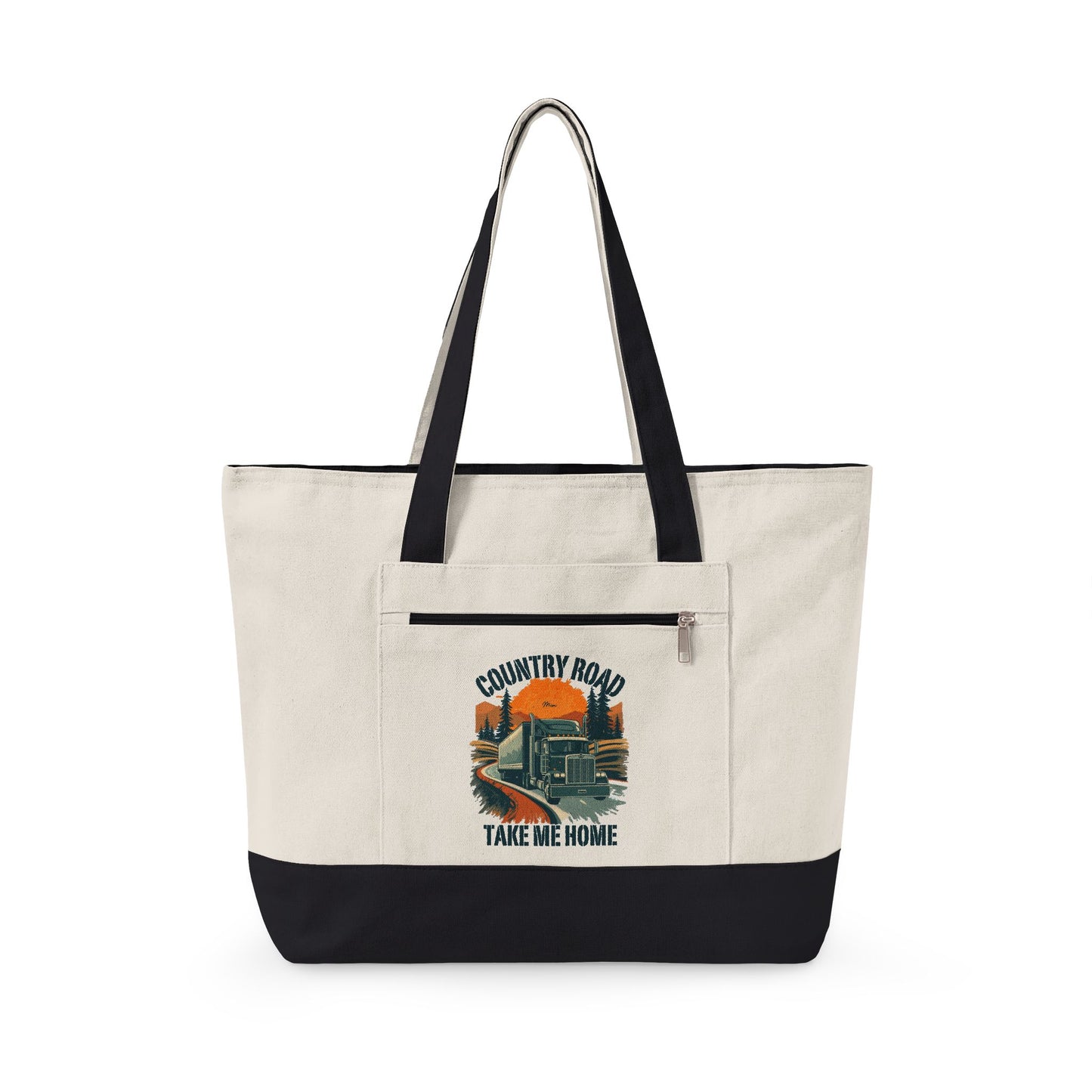Canvas Tote Bag — 'Country Roads Take Me Home' Vintage Truck Design