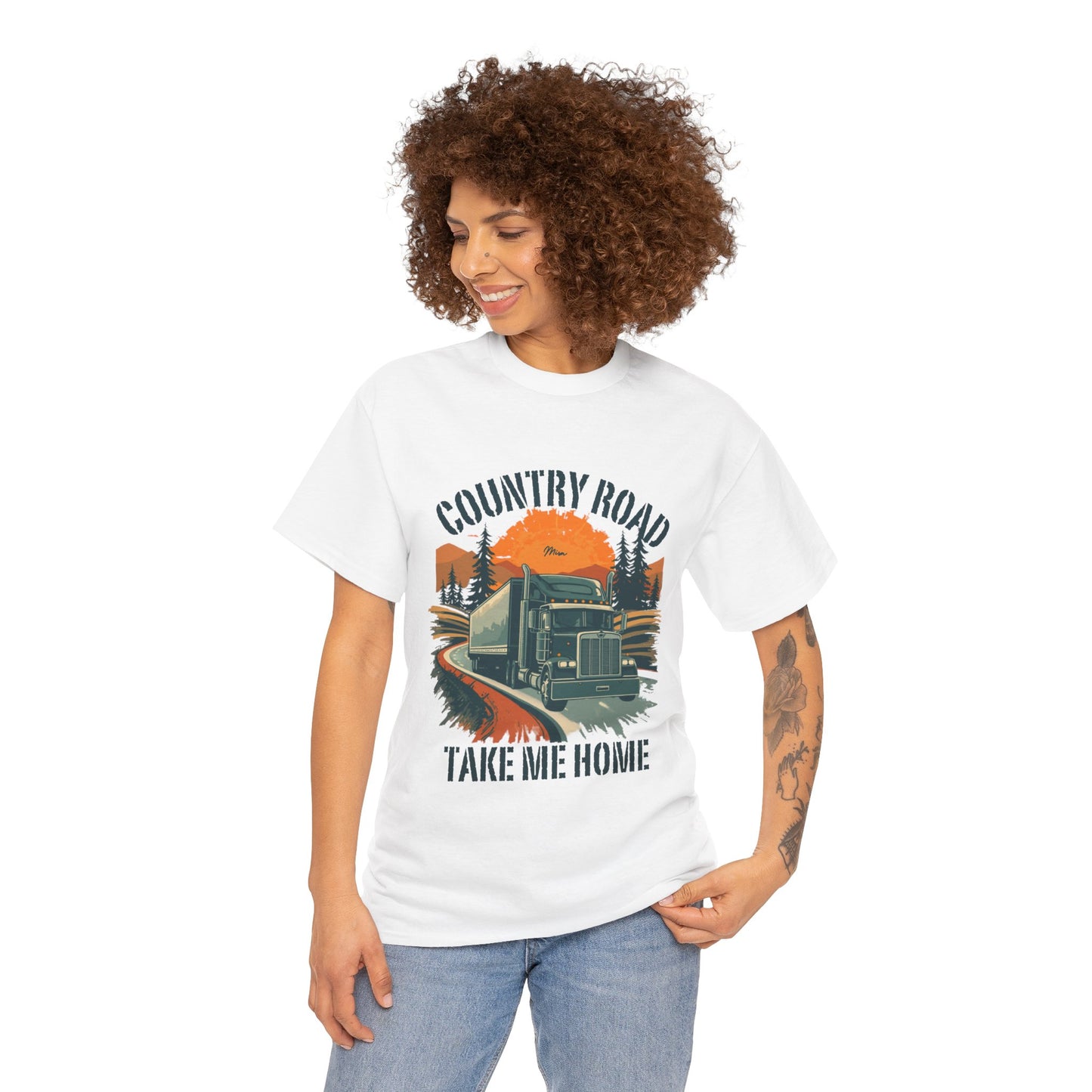 Country Road Truck Tee — "Country Road Take Me Home" Vintage Semi-Truck T-Shirt