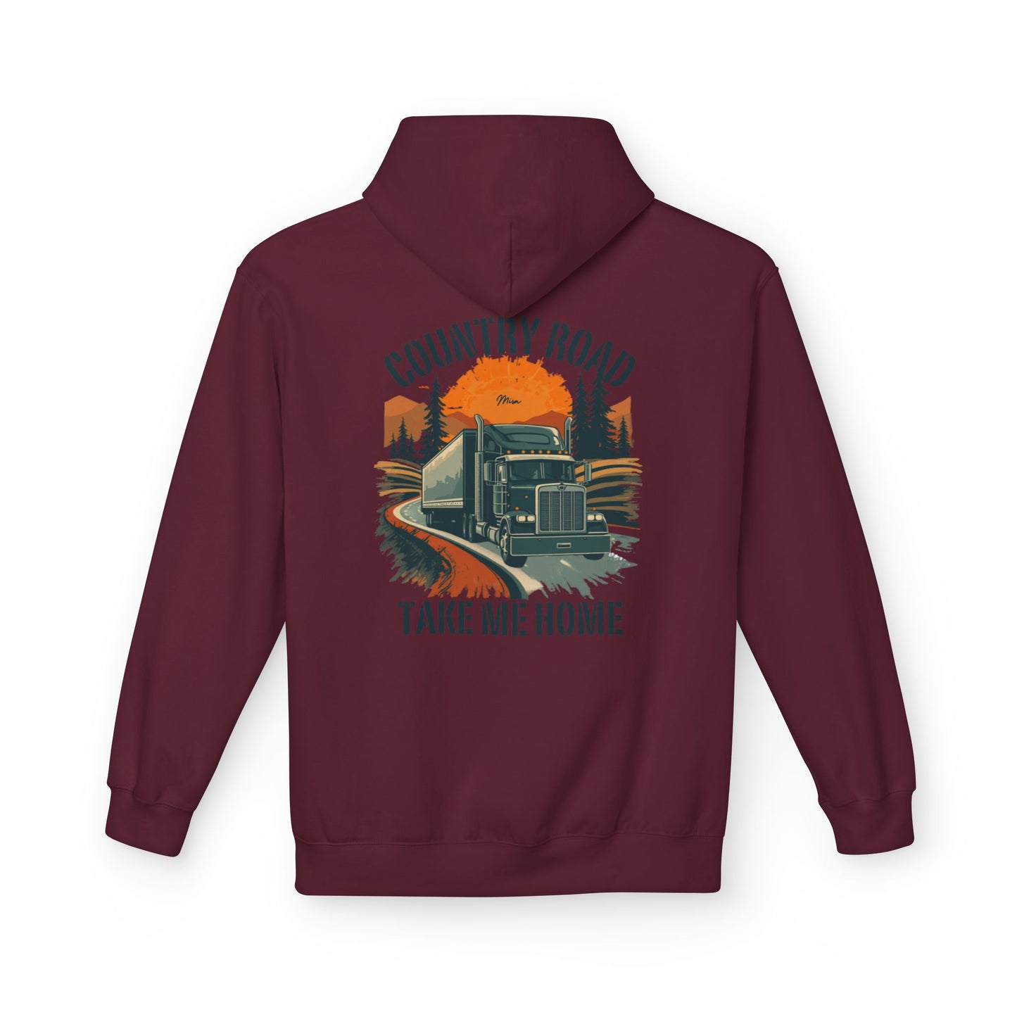 Country Road Truck Hoodie — "Country Road Take Me Home" Retro Semi Truck Pullover