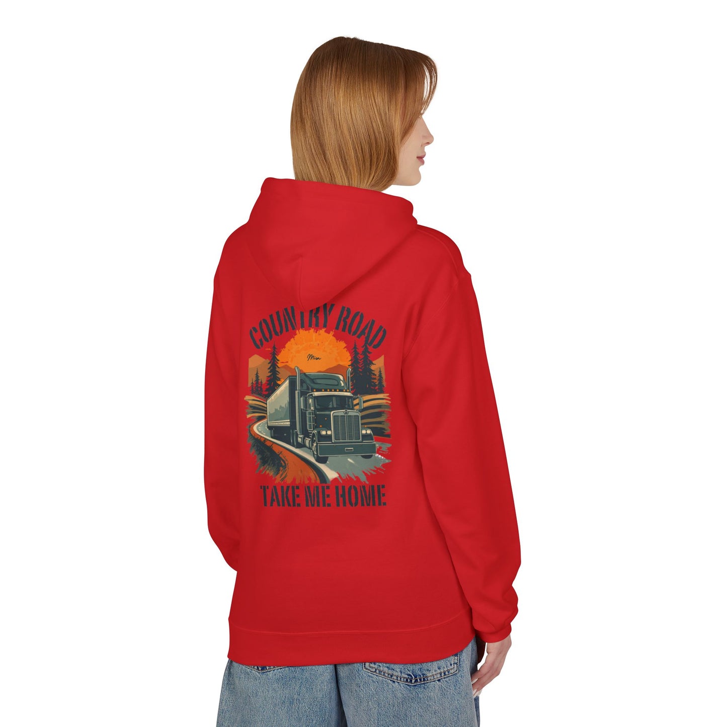 Country Road Truck Hoodie — "Country Road Take Me Home" Retro Semi Truck Pullover