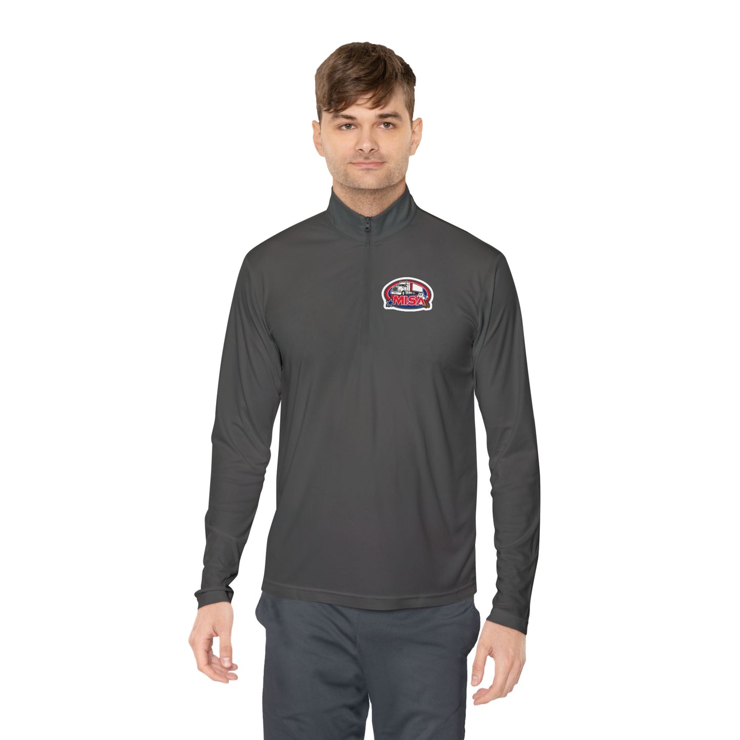 Quarter-Zip Pullover — “Country Road Take Me Home” Trucking Graphic
