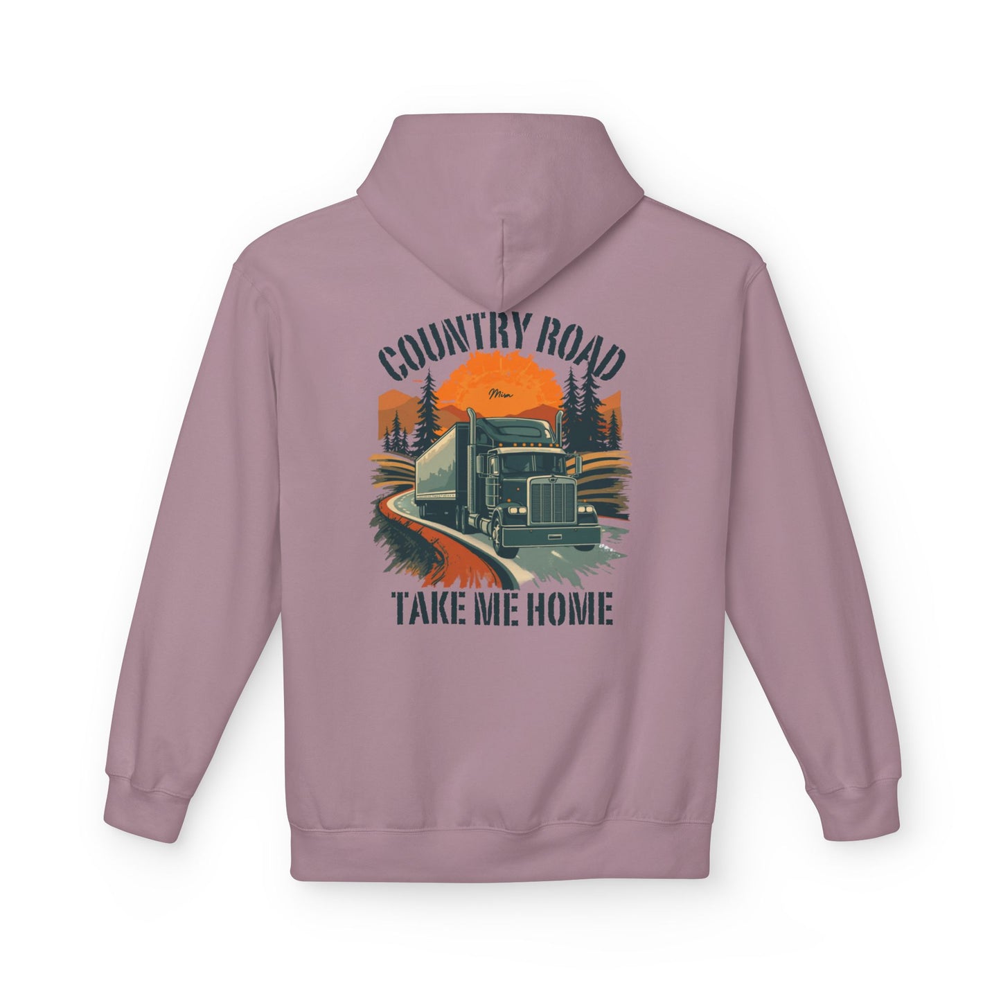 Country Road Truck Hoodie — "Country Road Take Me Home" Retro Semi Truck Pullover