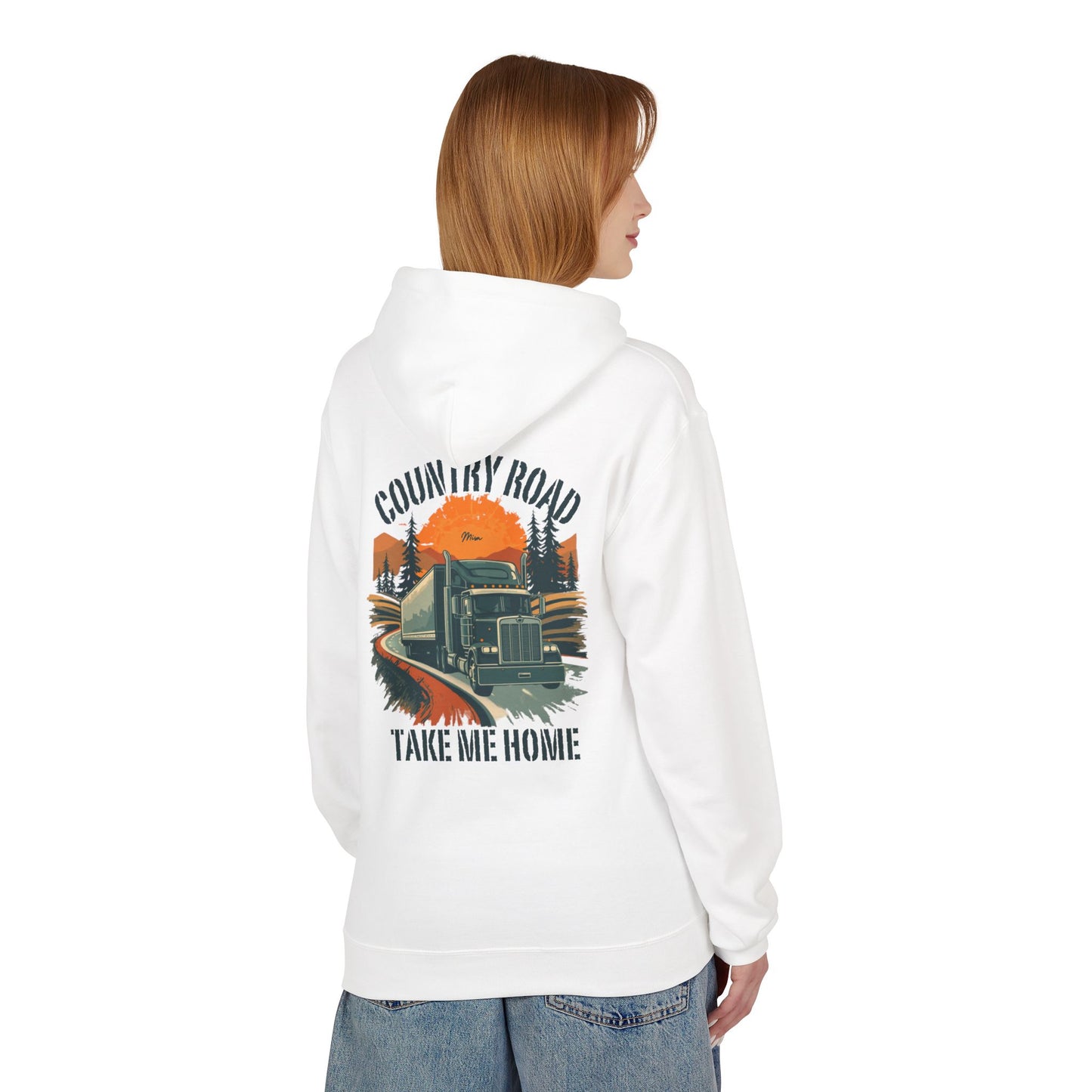 Country Road Truck Hoodie — "Country Road Take Me Home" Retro Semi Truck Pullover