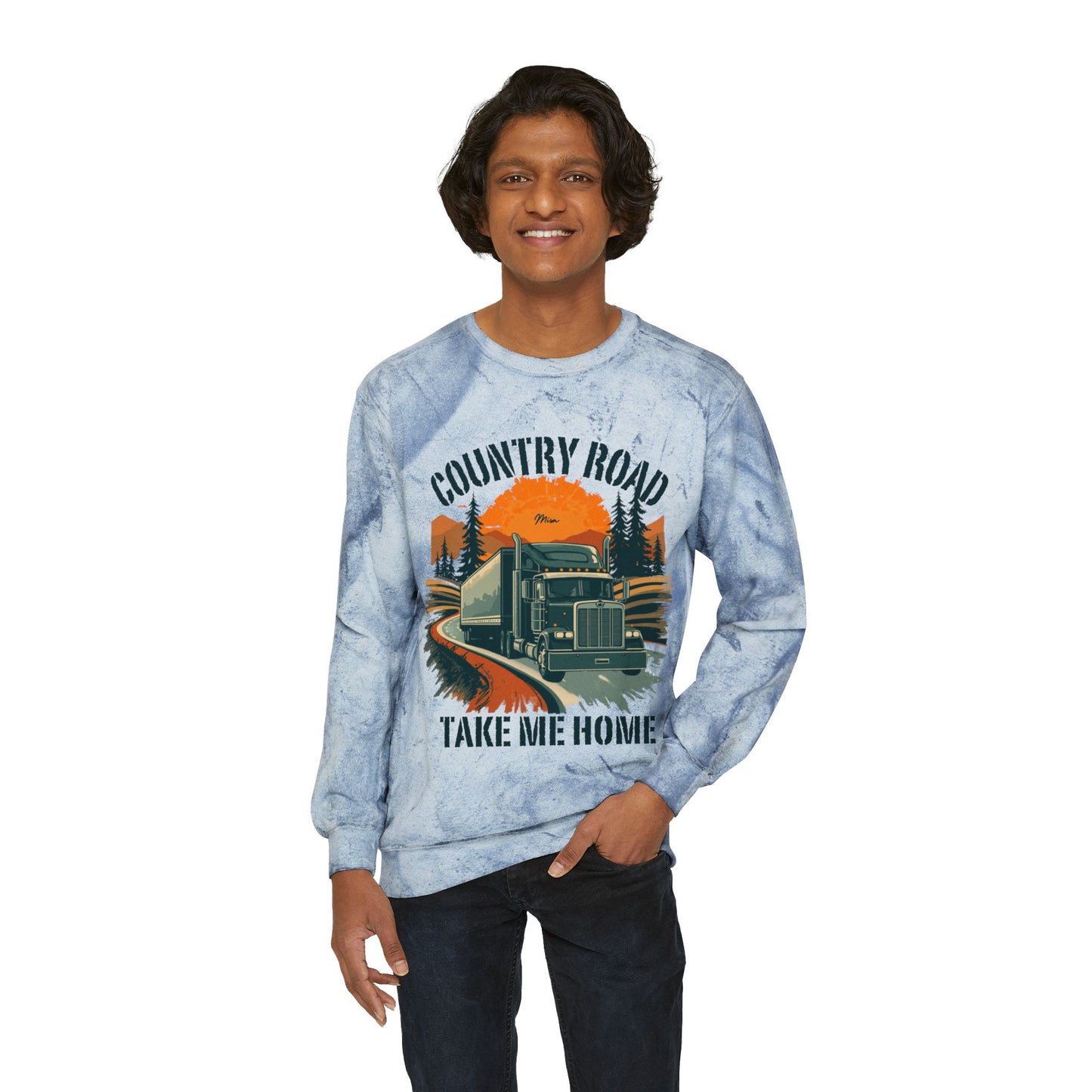 Country Road Truck Crewneck Sweatshirt — "Take Me Home" Vintage Semi Truck Pullover