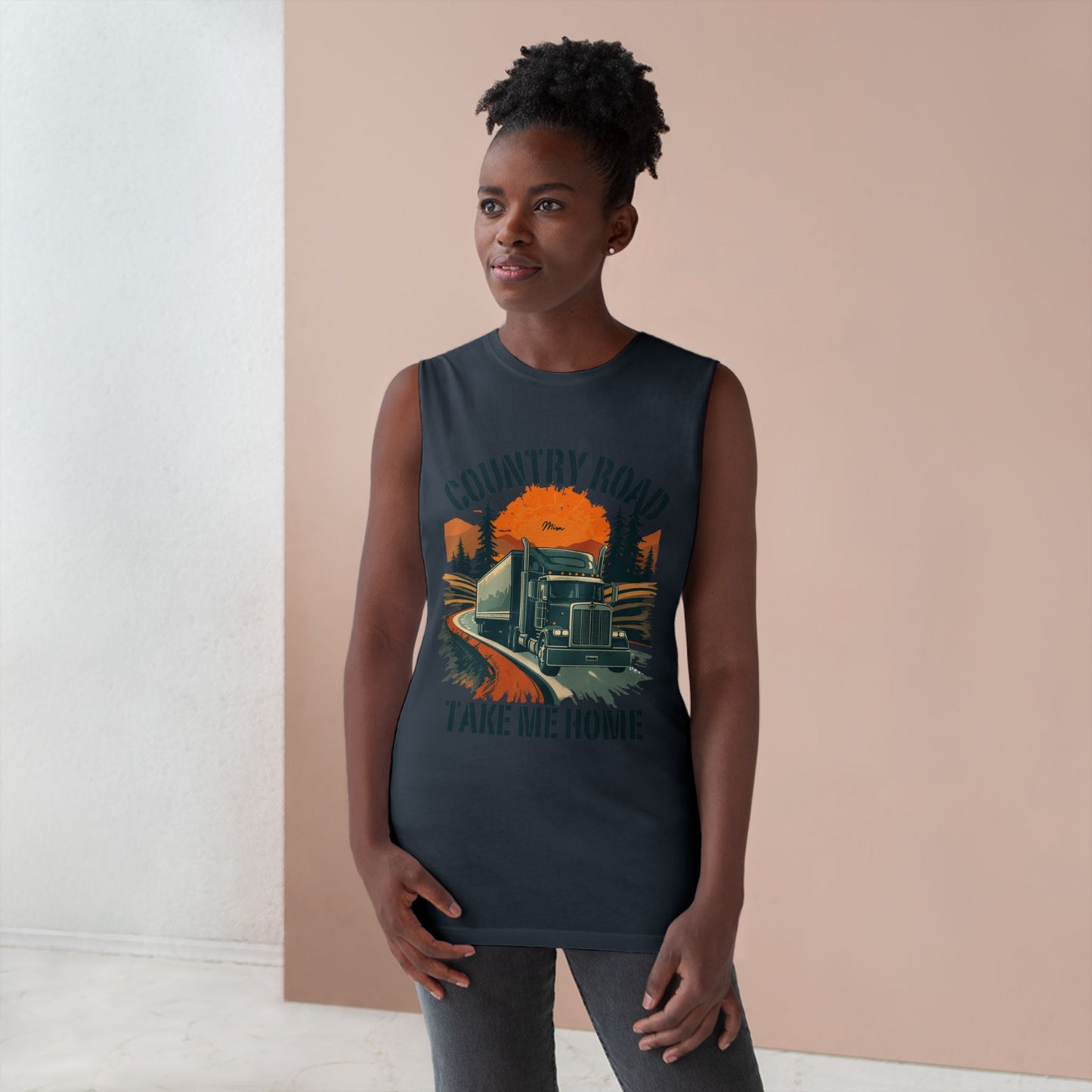 Country Road Tank Top — "Country Road Take Me Home" Trucking Graphic Tank