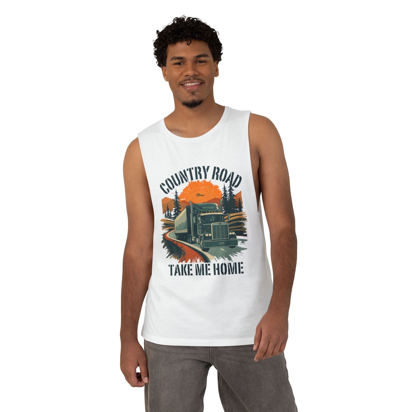 Country Road Tank Top — "Country Road Take Me Home" Trucking Graphic Tank