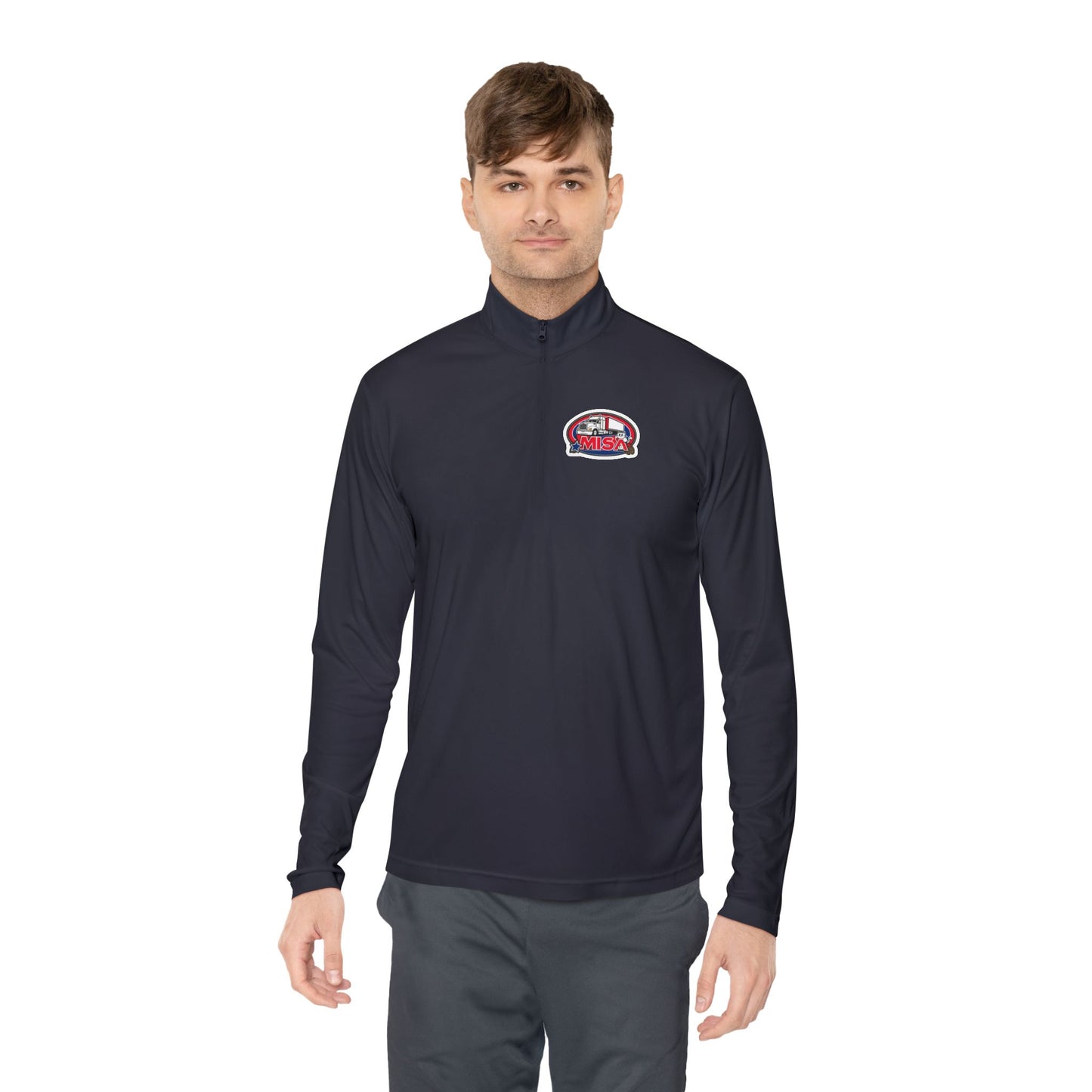 Quarter-Zip Pullover — “Country Road Take Me Home” Trucking Graphic