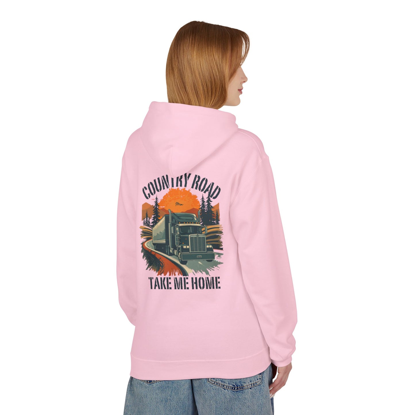 Country Road Truck Hoodie — "Country Road Take Me Home" Retro Semi Truck Pullover