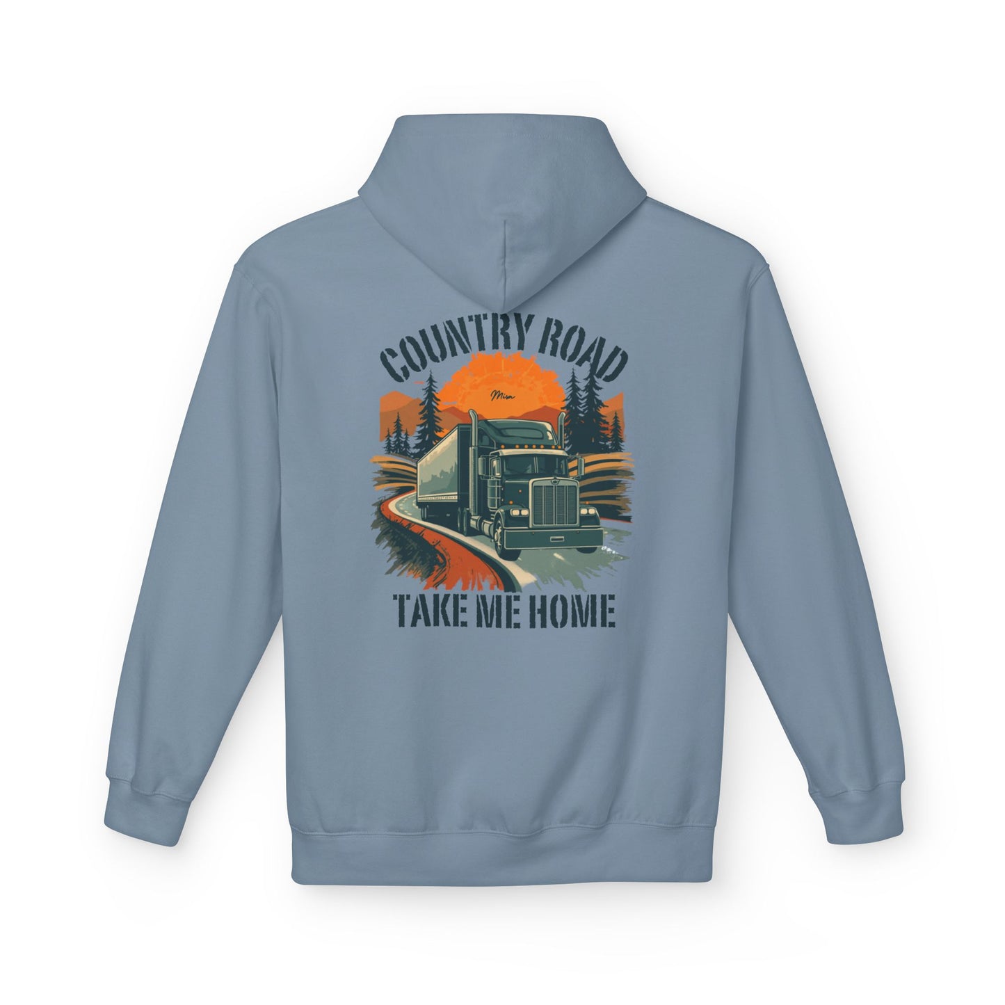 Country Road Truck Hoodie — "Country Road Take Me Home" Retro Semi Truck Pullover
