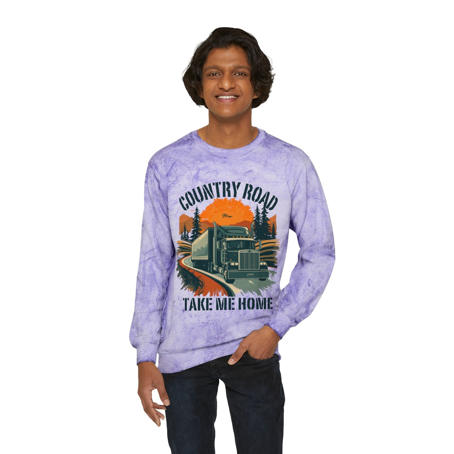 Country Road Truck Crewneck Sweatshirt — "Take Me Home" Vintage Semi Truck Pullover