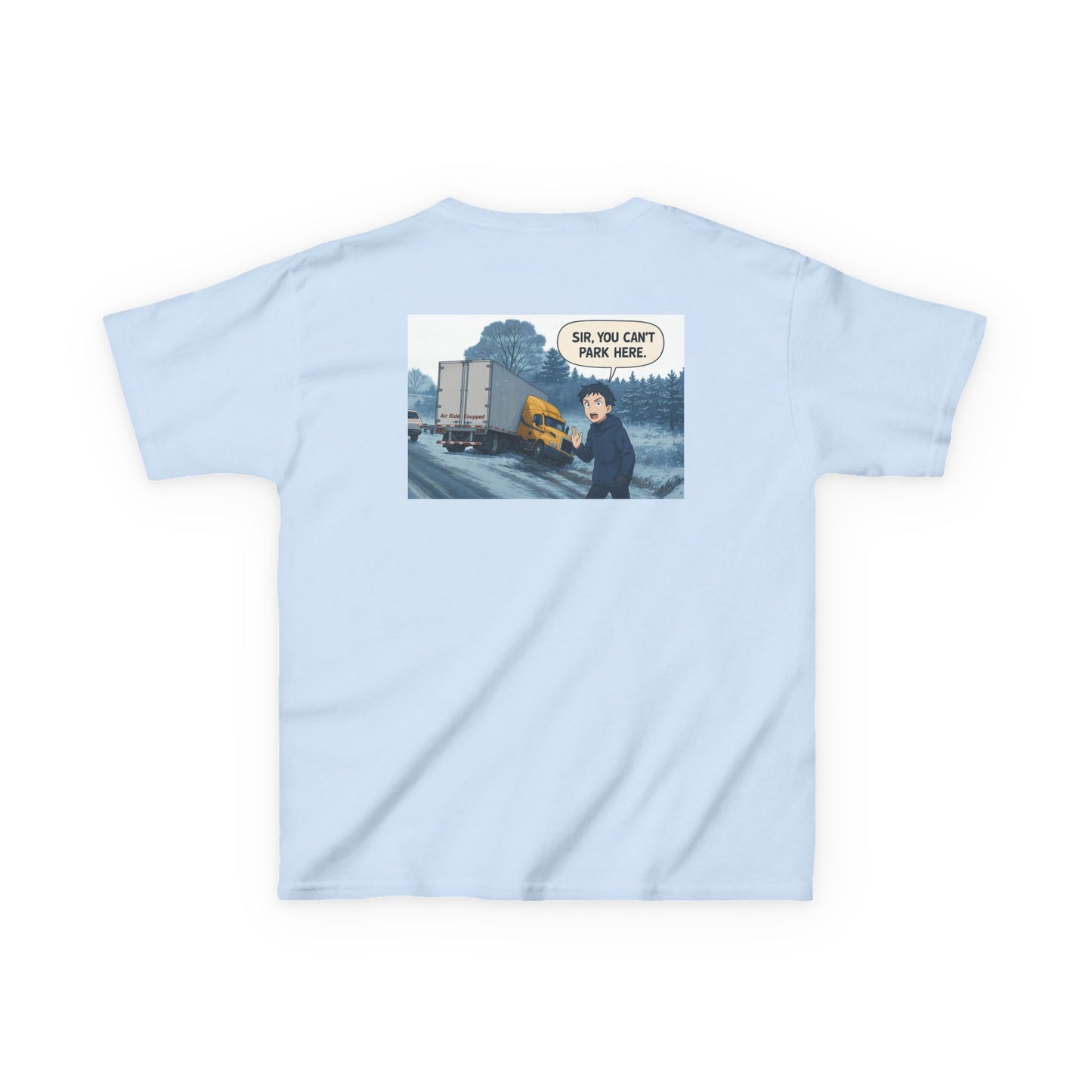 Kids Heavy Cotton Tee - Humorous Truck Parking Tee for Young Adventurers