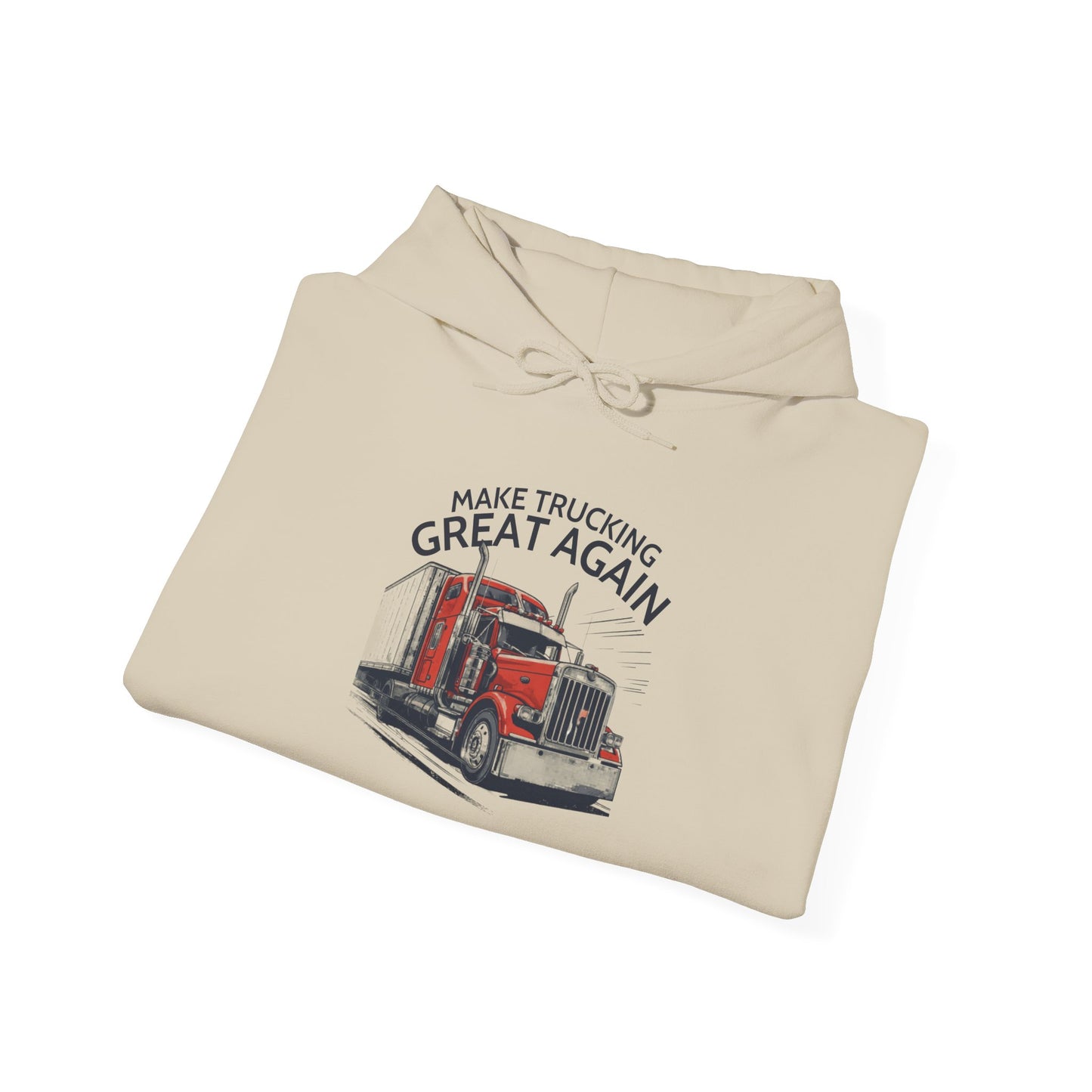 Trucker Hoodie - "Make Trucking Great Again" American Flag Sleeves