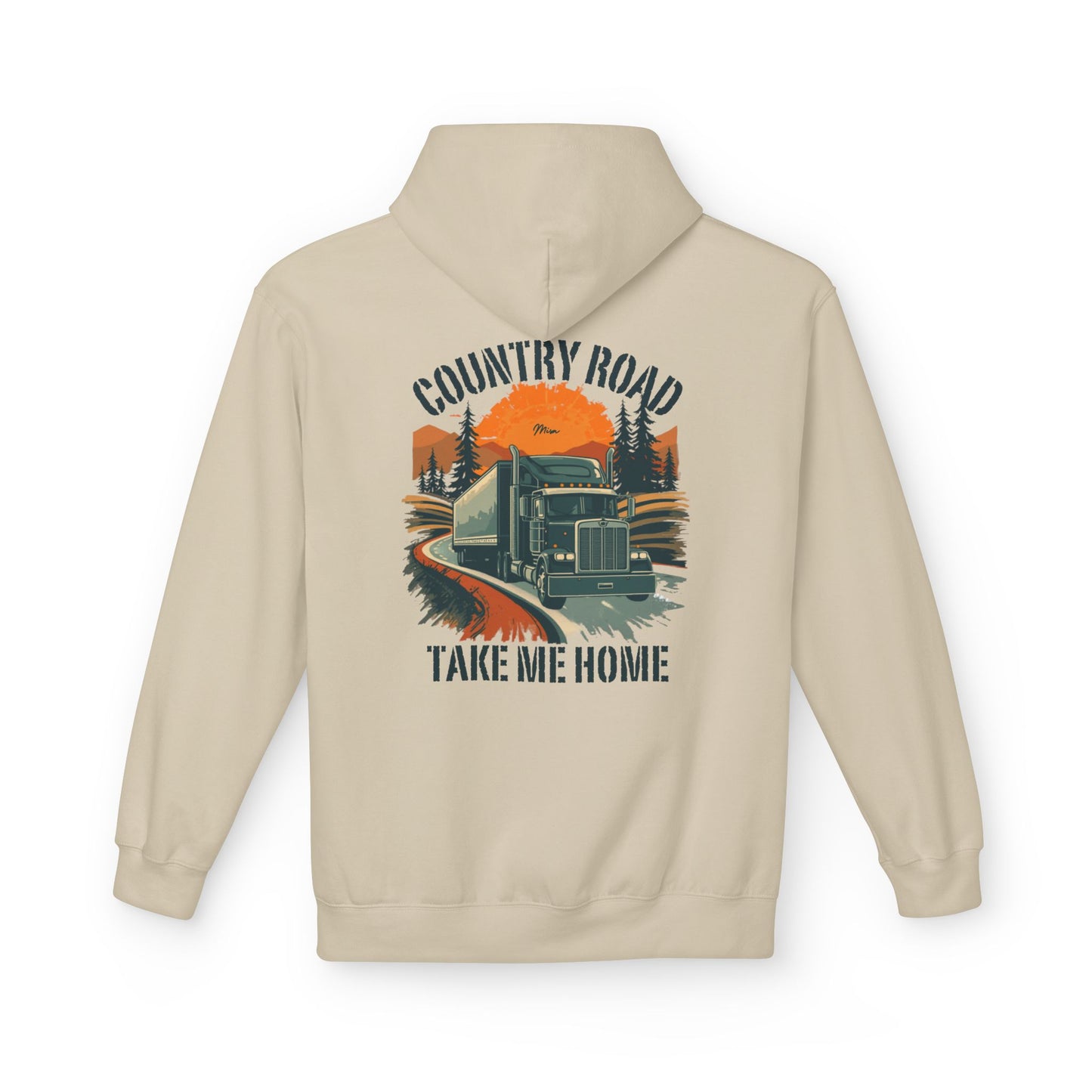 Country Road Truck Hoodie — "Country Road Take Me Home" Retro Semi Truck Pullover