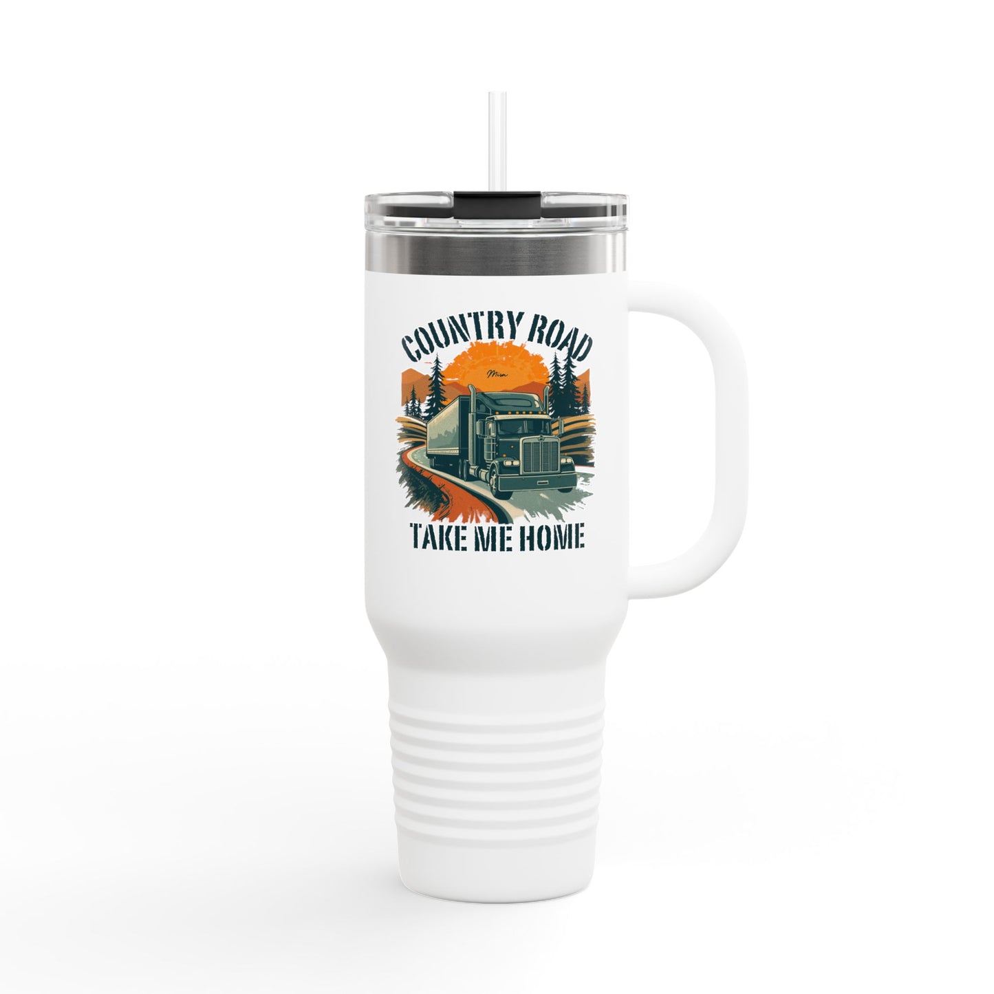 40oz Insulated Travel Mug — "Country Road Take Me Home" Vintage Truck Design