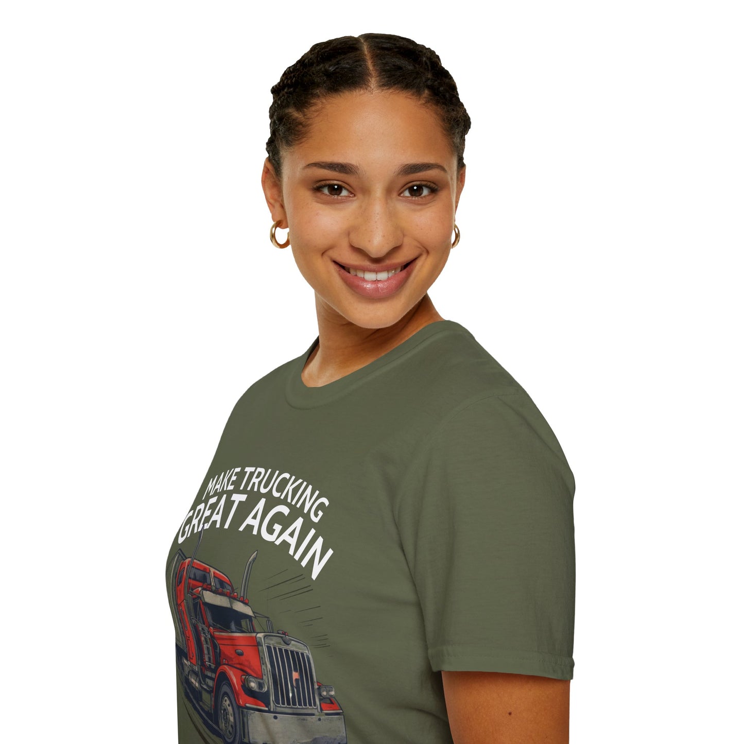 Make Trucking Great Again T-Shirt — Vintage Red Semi Truck Graphic Tee