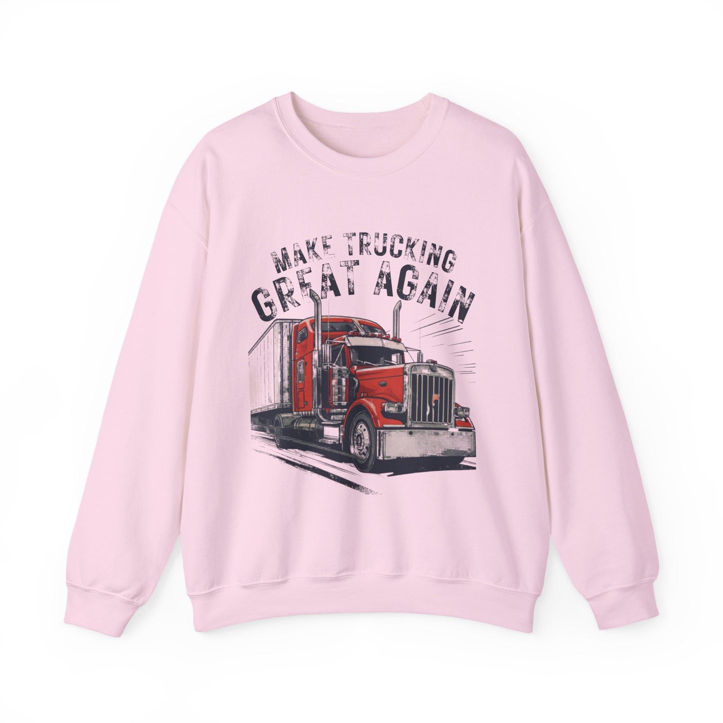 Trucker Crewneck Sweatshirt — “Make Trucking Great Again” Vintage Semi Truck Design