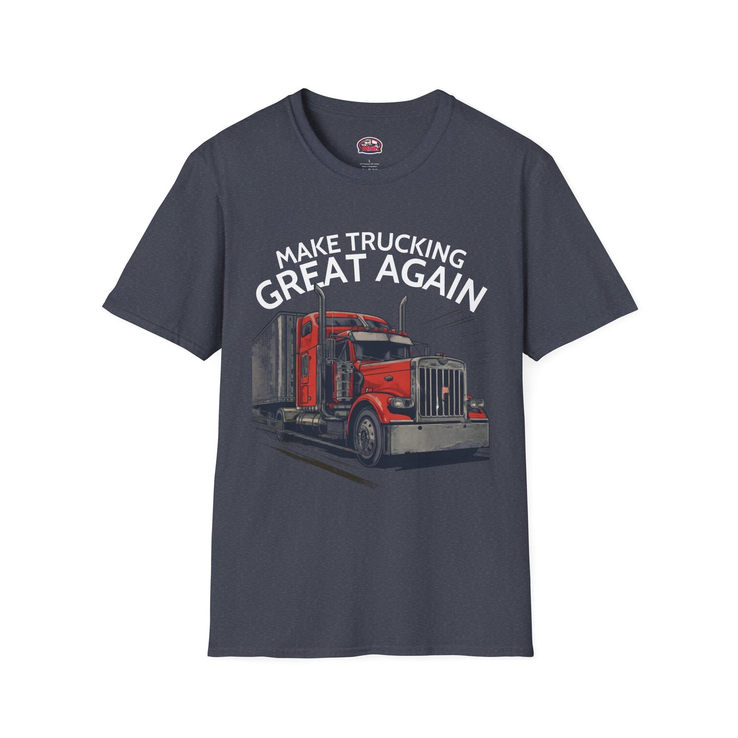 Make Trucking Great Again T-Shirt — Vintage Red Semi Truck Graphic Tee