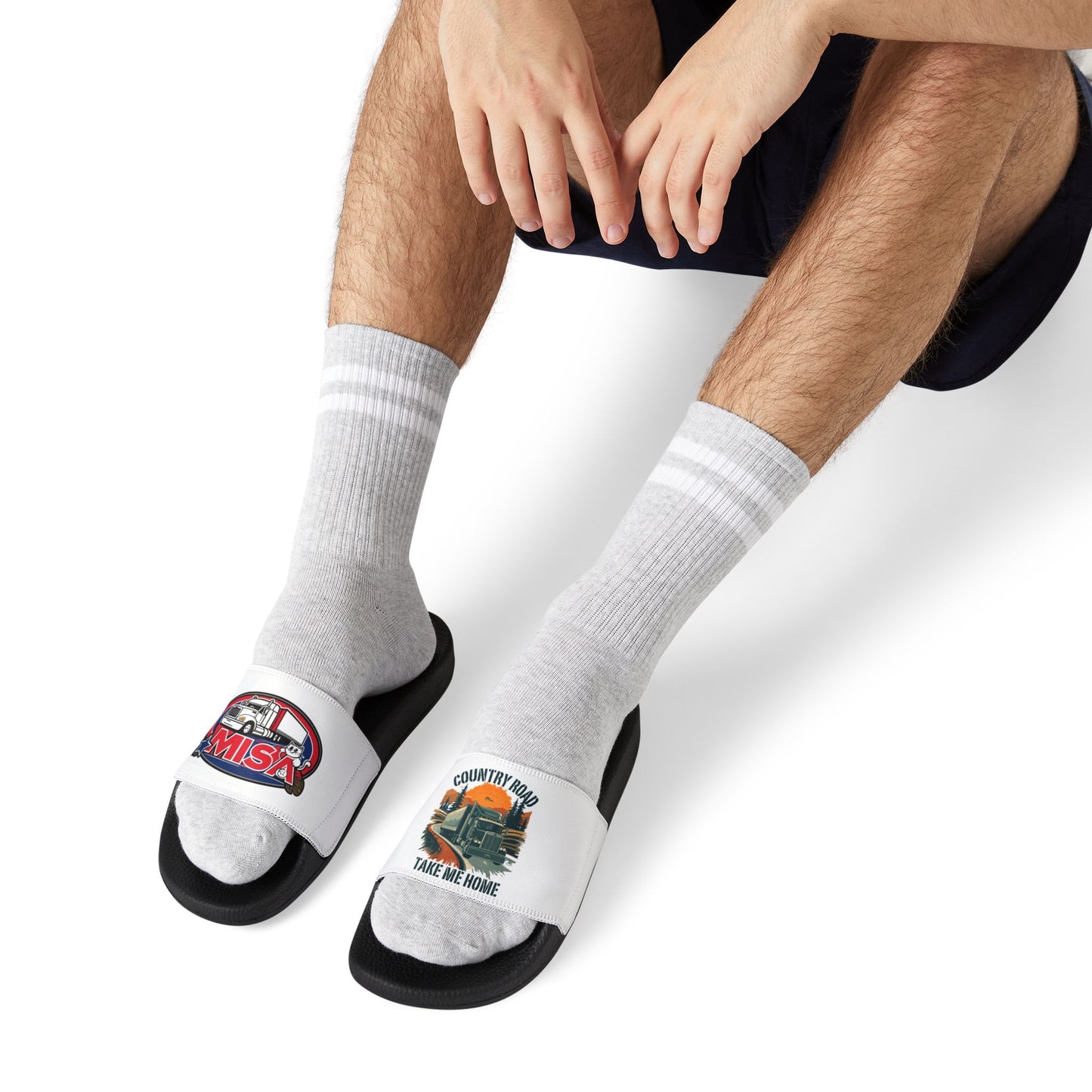 Men's Custom Graphic Slide Sandals — Removable-Strap Personalized Design