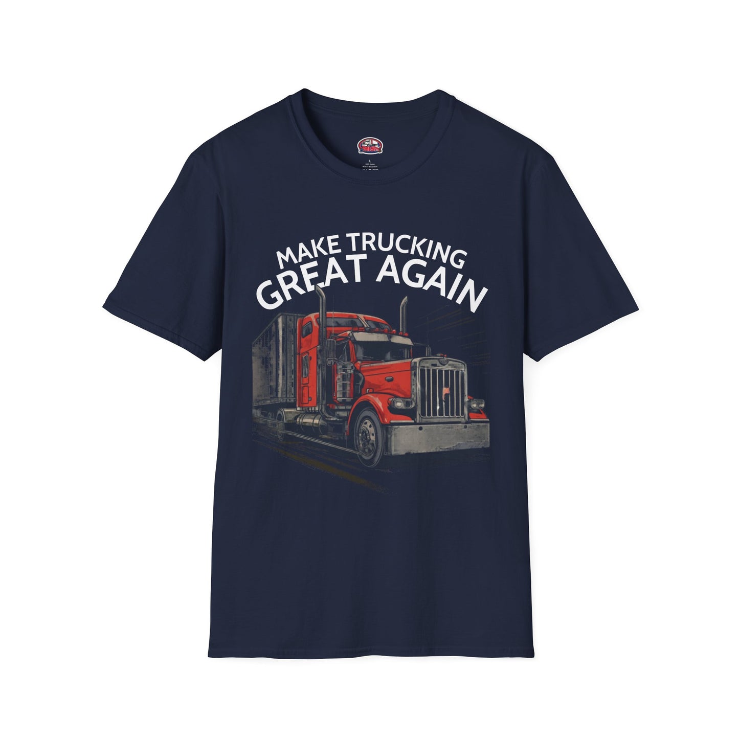 Make Trucking Great Again T-Shirt — Vintage Red Semi Truck Graphic Tee