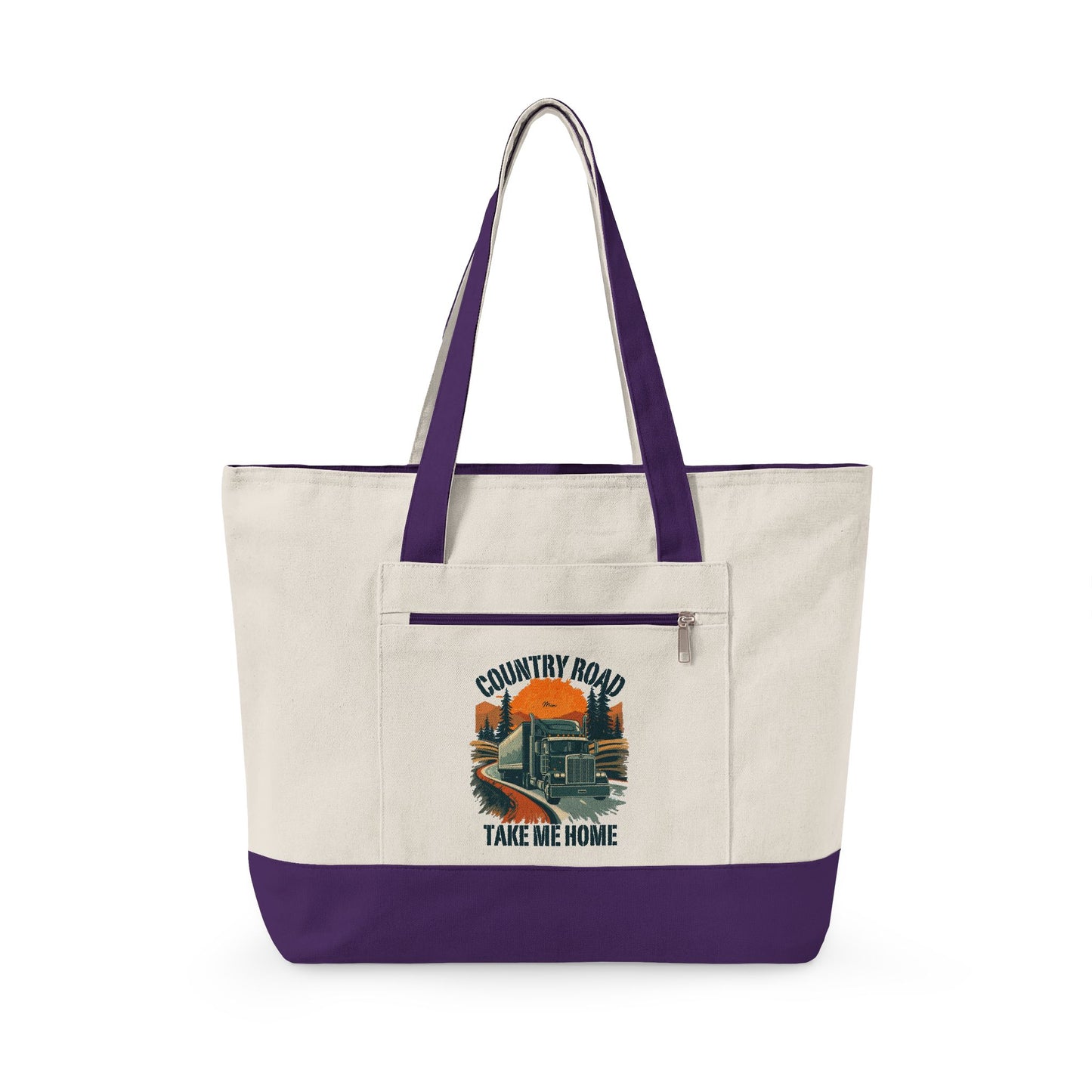 Canvas Tote Bag — 'Country Roads Take Me Home' Vintage Truck Design