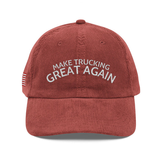 Make Trucking Great Again Corduroy Cap — Vintage Embroidered Trucker Hat