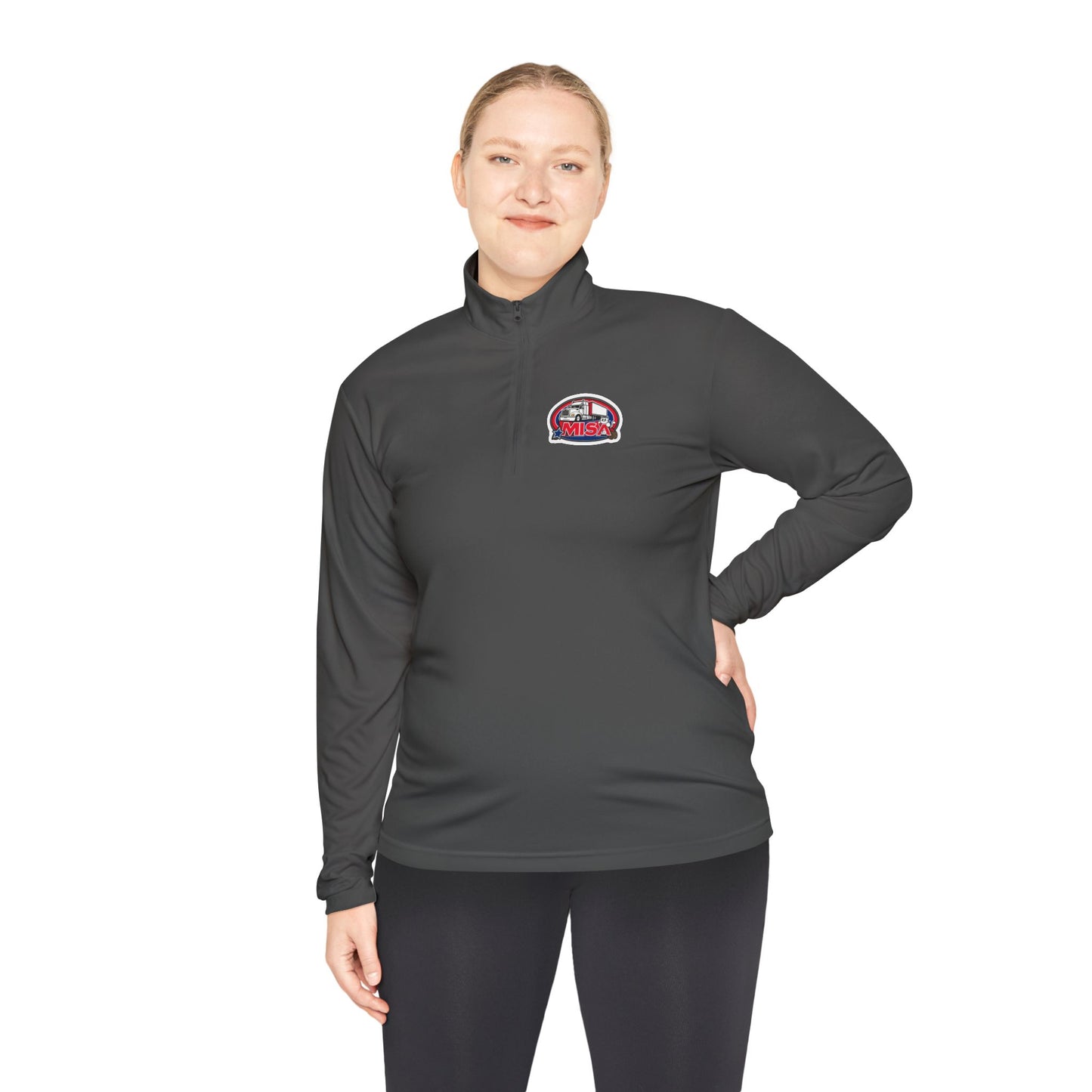 Quarter-Zip Pullover — “Country Road Take Me Home” Trucking Graphic