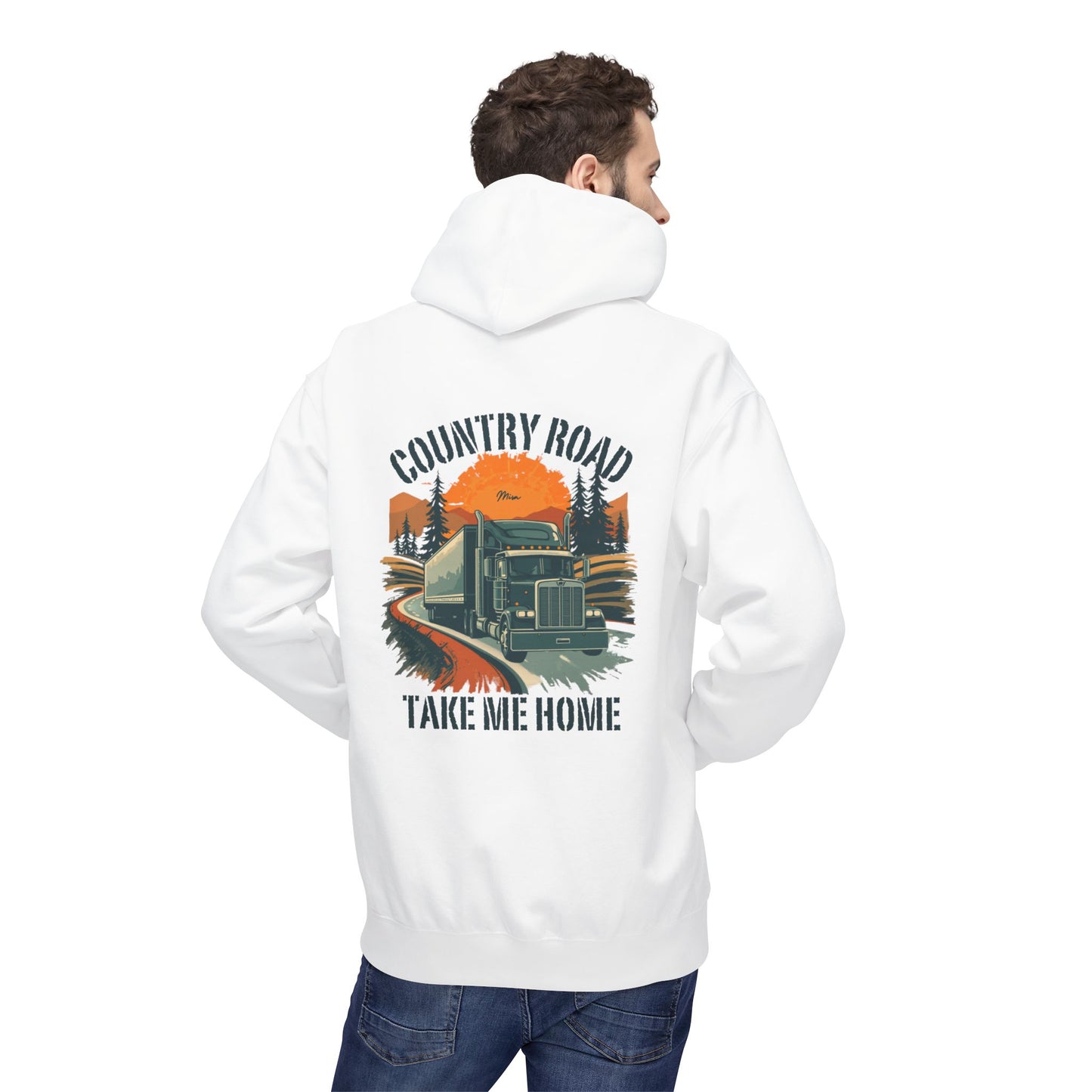 Country Road Truck Hoodie — "Country Road Take Me Home" Retro Semi Truck Pullover