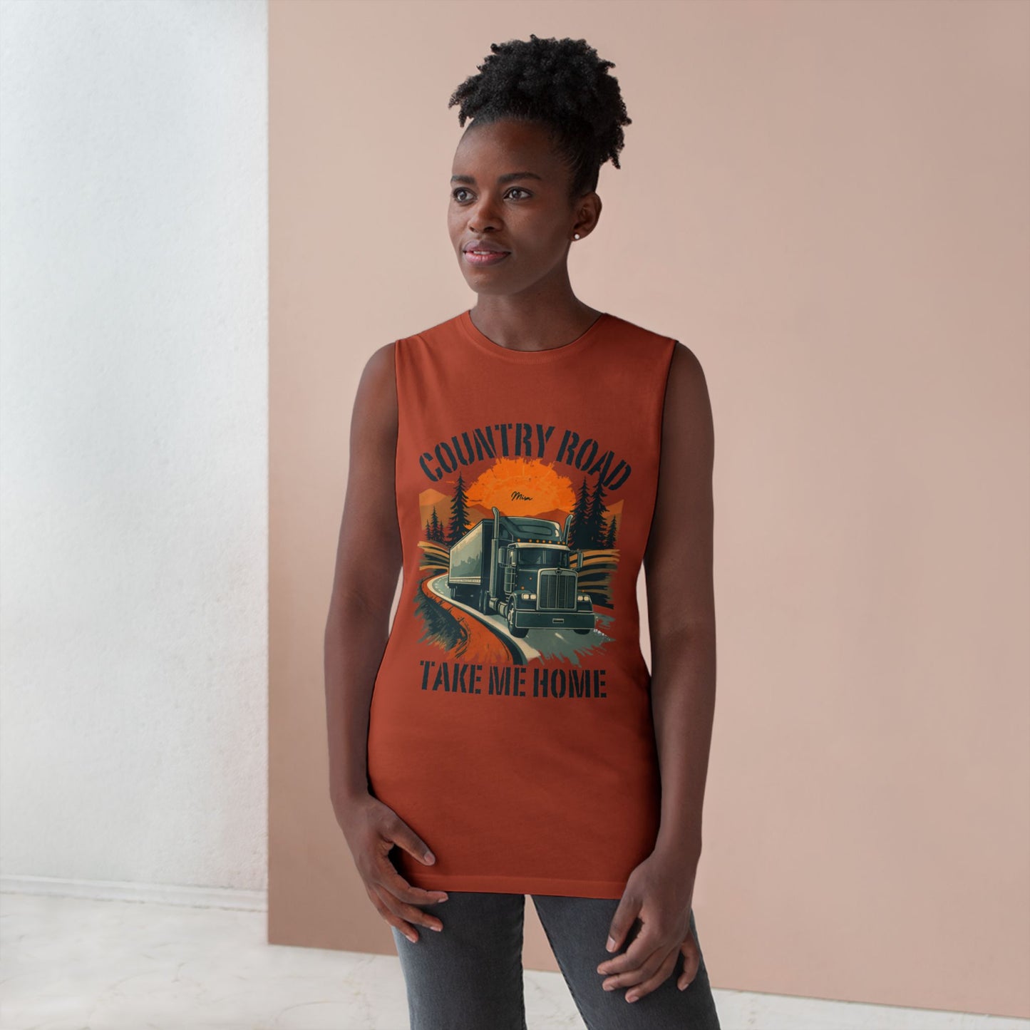 Country Road Tank Top — "Country Road Take Me Home" Trucking Graphic Tank