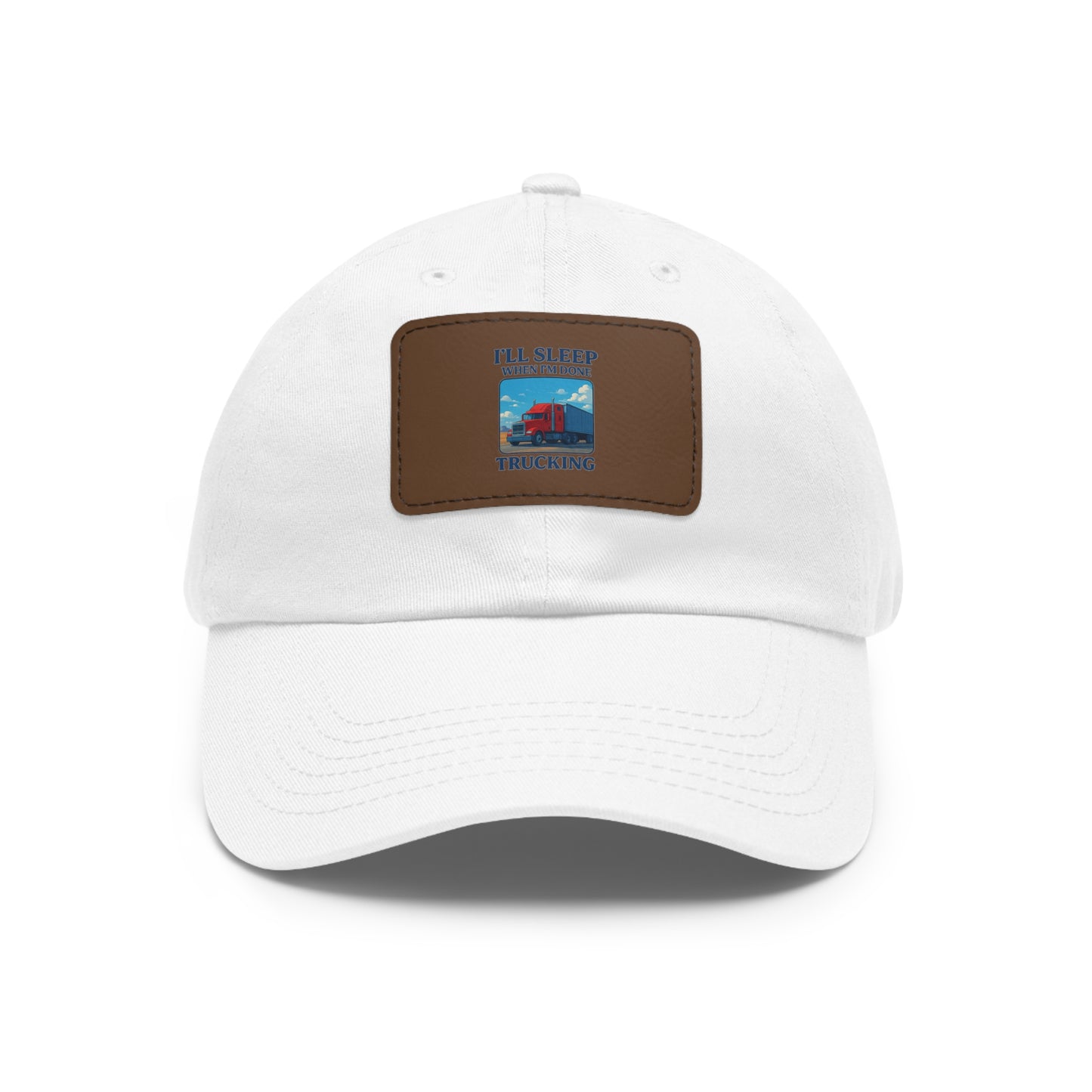 Trucking Dad Hat with Leather Patch - Full Sleep Design