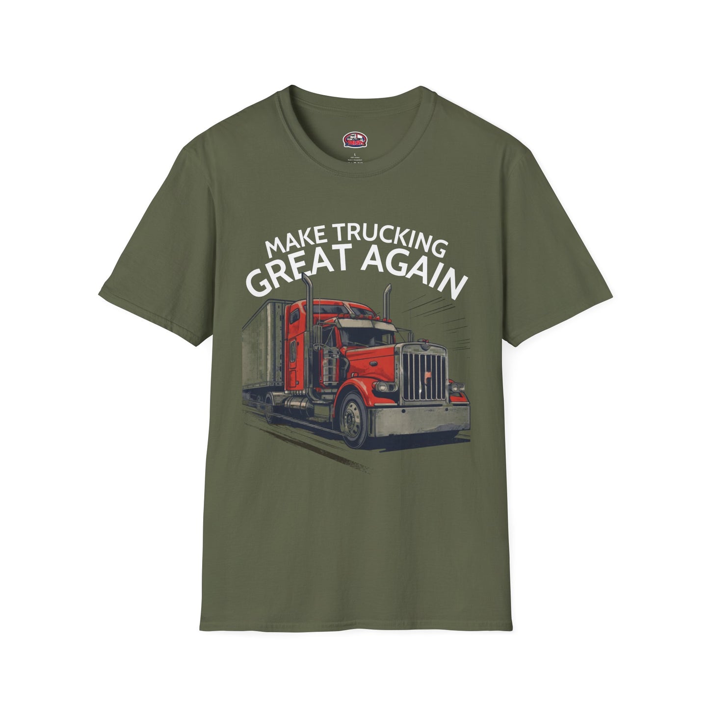 Make Trucking Great Again T-Shirt — Vintage Red Semi Truck Graphic Tee