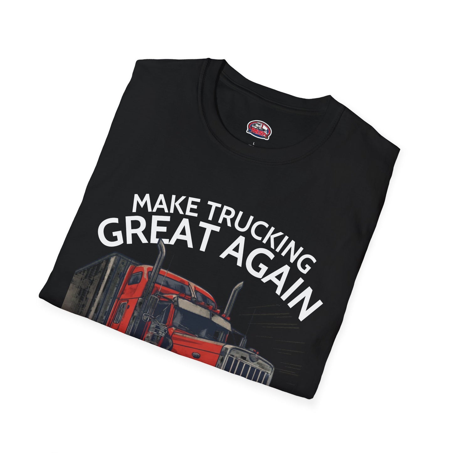 Make Trucking Great Again T-Shirt — Vintage Red Semi Truck Graphic Tee