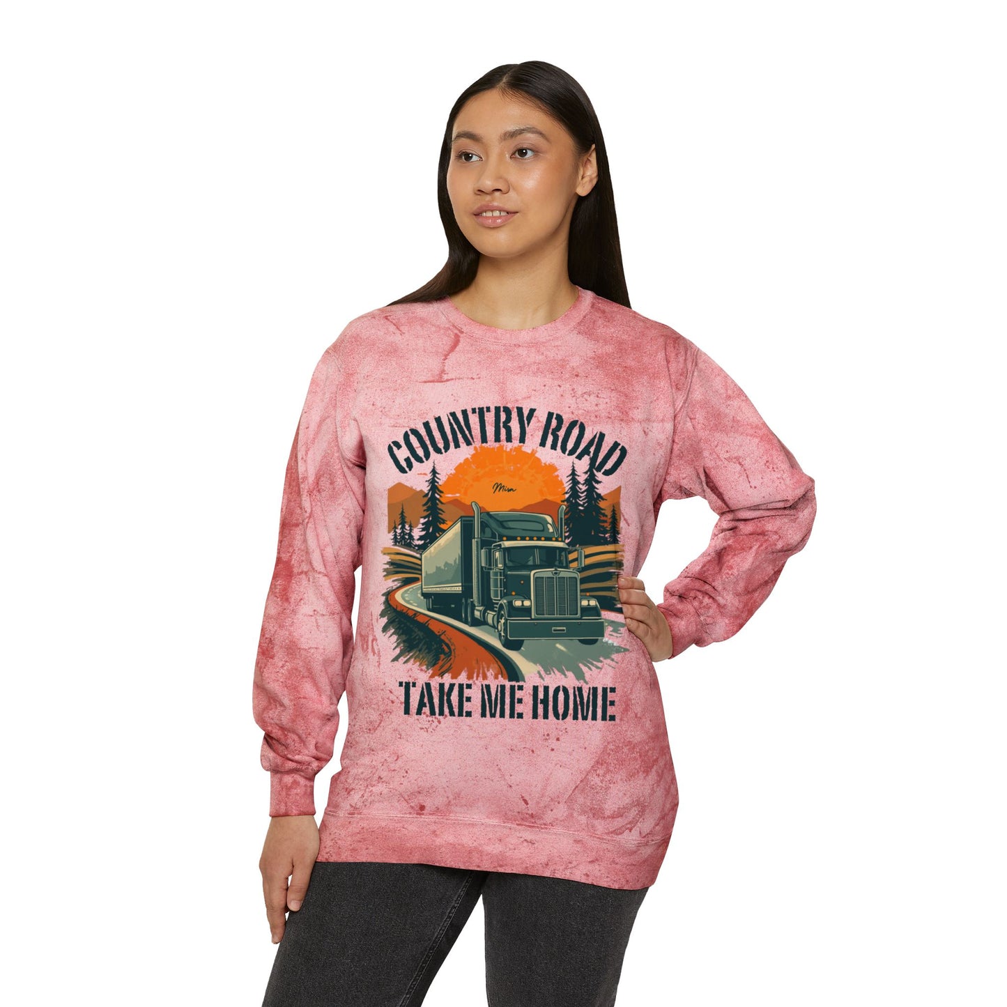 Country Road Truck Crewneck Sweatshirt — "Take Me Home" Vintage Semi Truck Pullover