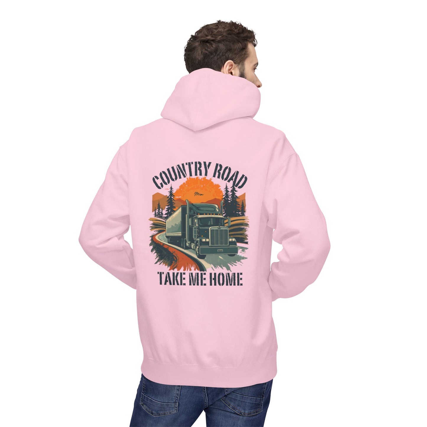 Country Road Truck Hoodie — "Country Road Take Me Home" Retro Semi Truck Pullover