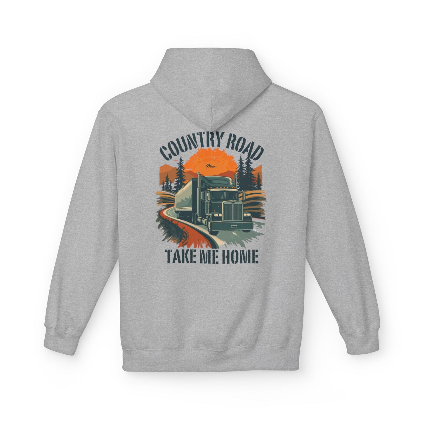 Country Road Truck Hoodie — "Country Road Take Me Home" Retro Semi Truck Pullover