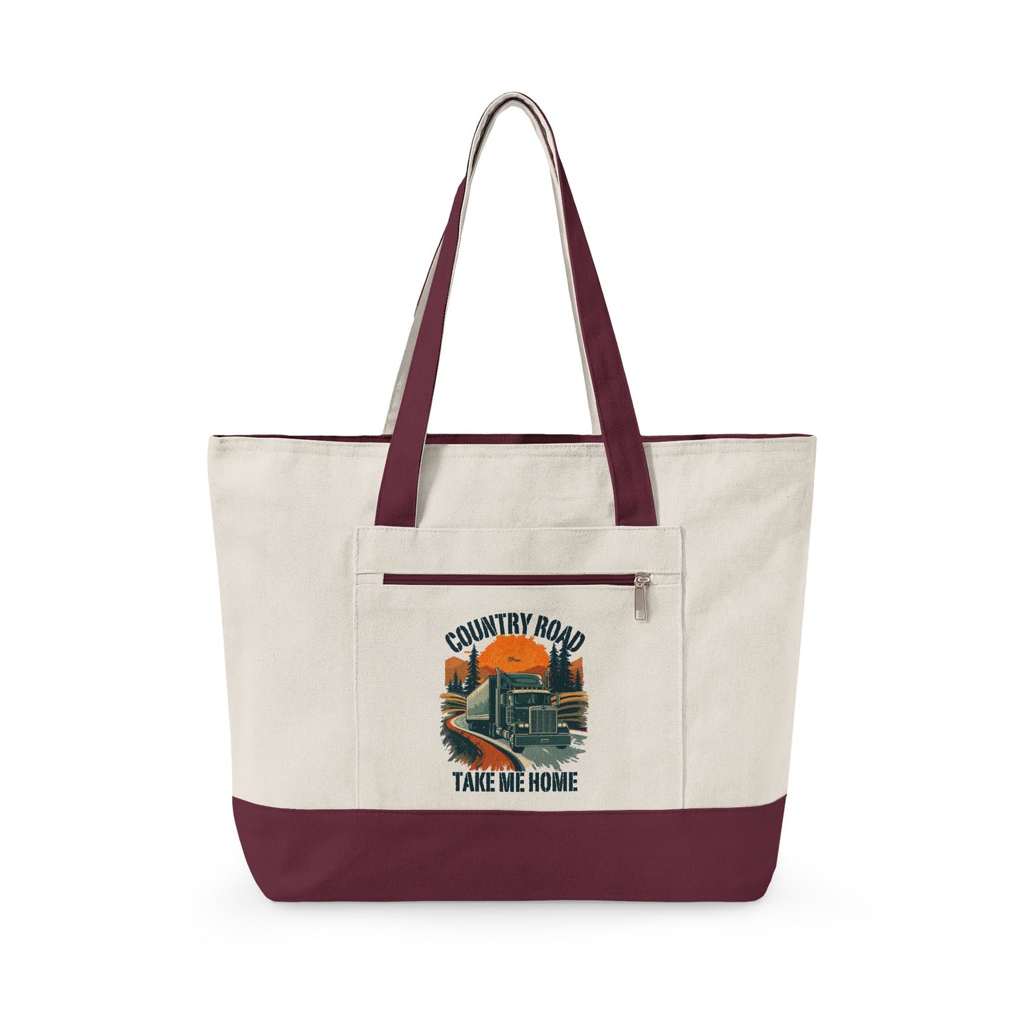 Canvas Tote Bag — 'Country Roads Take Me Home' Vintage Truck Design