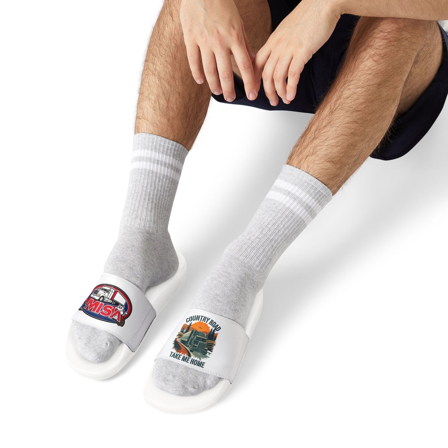 Men's Custom Graphic Slide Sandals — Removable-Strap Personalized Design
