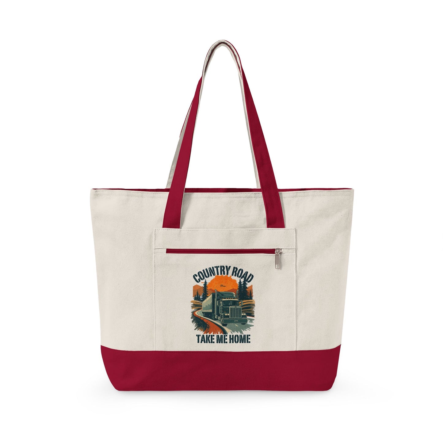 Canvas Tote Bag — 'Country Roads Take Me Home' Vintage Truck Design