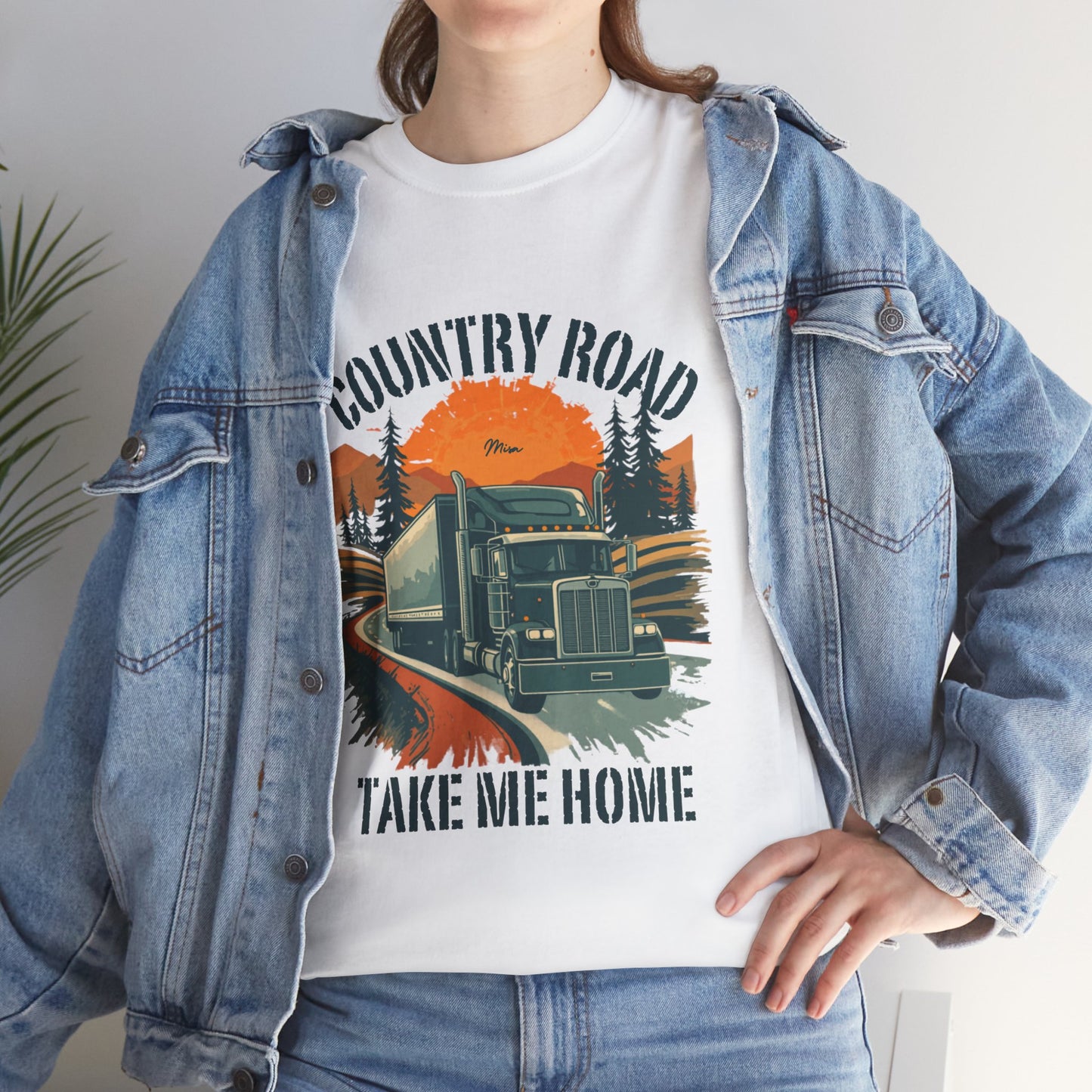 Country Road Truck Tee — "Country Road Take Me Home" Vintage Semi-Truck T-Shirt