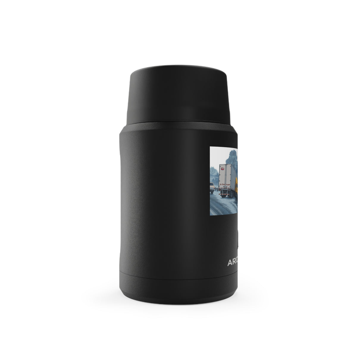 Titan Copper Insulated Food Storage container by Printify, durable thermal accessory with humorous design, black finish, 16-9oz capacity.