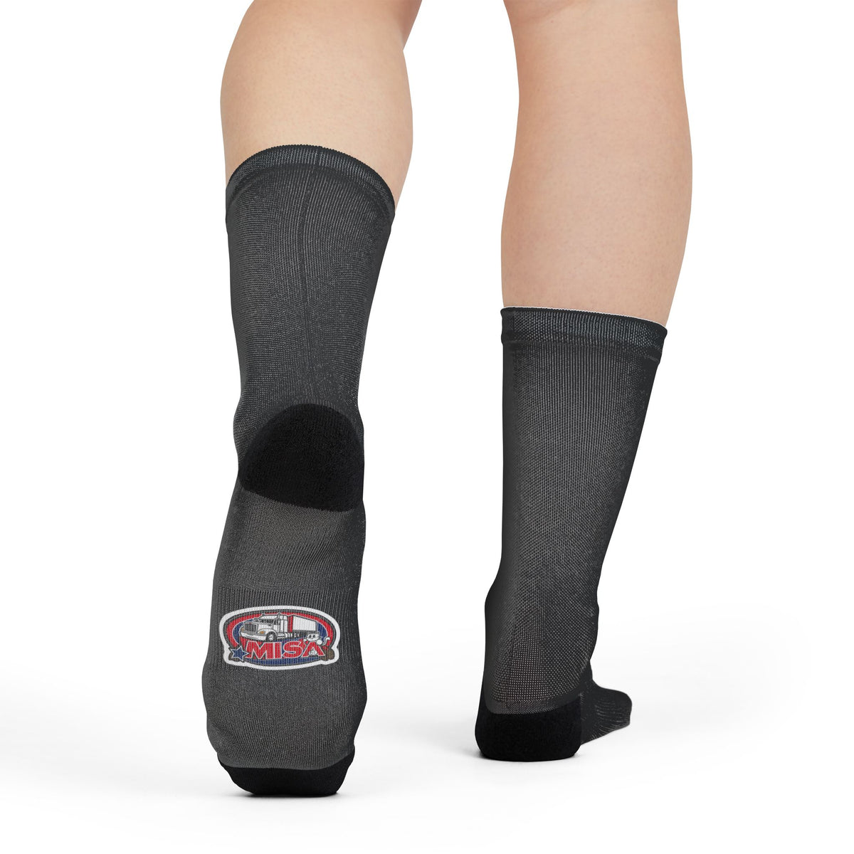 Printify patriotic sublimation crew socks with all-over print design, featuring stars and stripes, ideal for adventure and holiday celebrations.