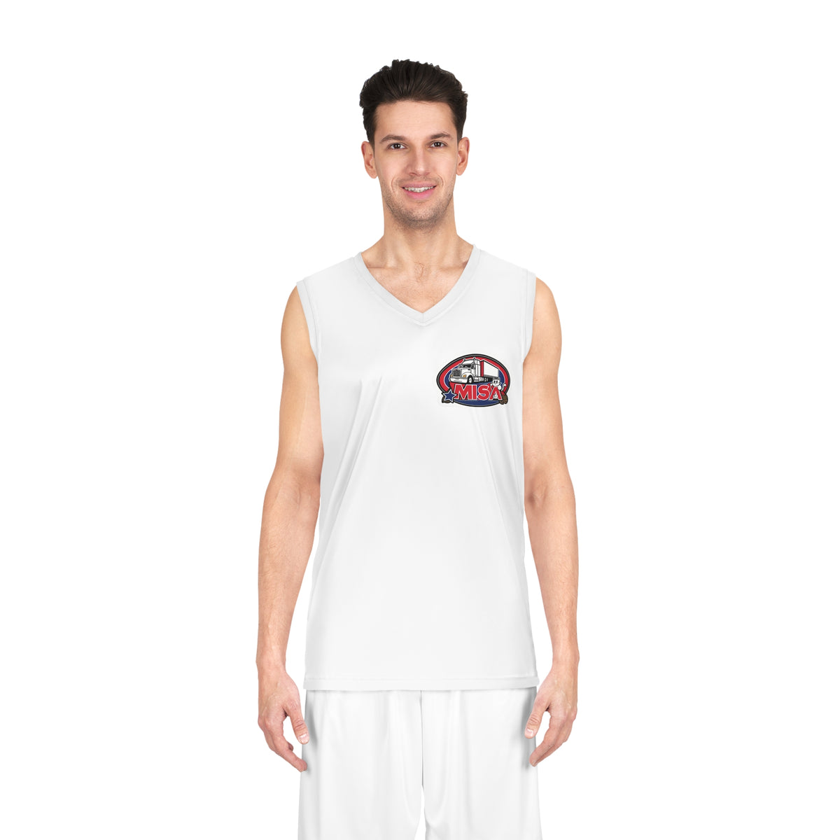 All-over print cartoon basketball jersey by Printify featuring colorful, humorous sports design on a lightweight fabric.