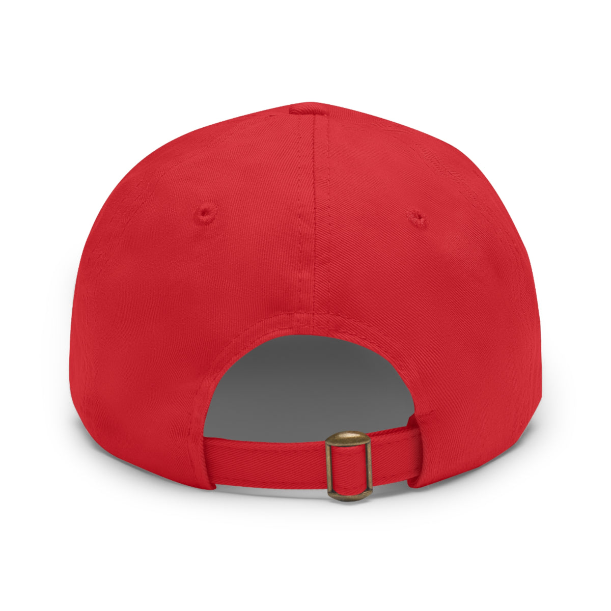 White trucking dad hat with a leather patch and full sleep design, casual hat by Printify featuring a structured front.