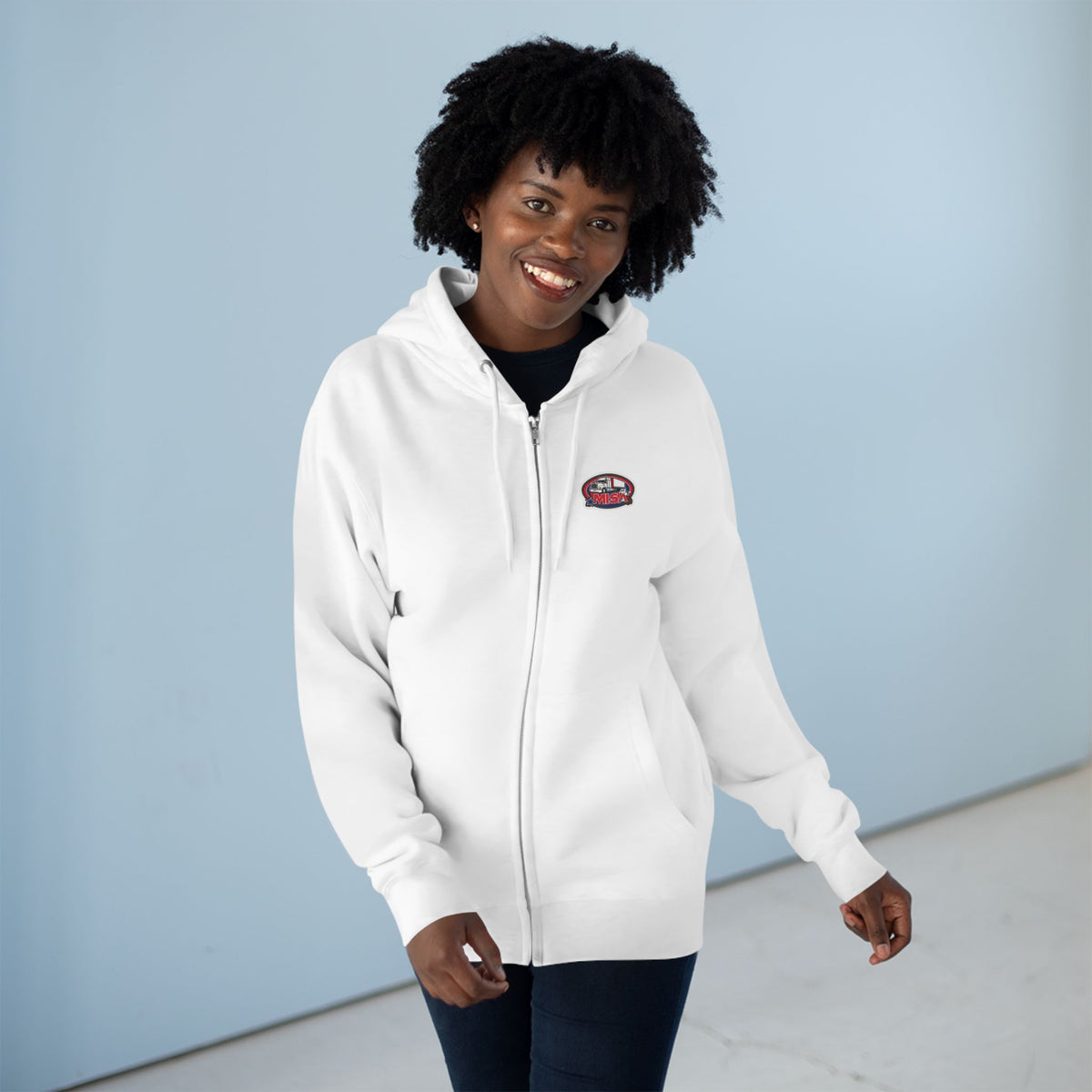Black unisex zip hoodie featuring a humorous "Sir, You Can't Park Here" graphic print, casual and comfortable sweatshirt.
