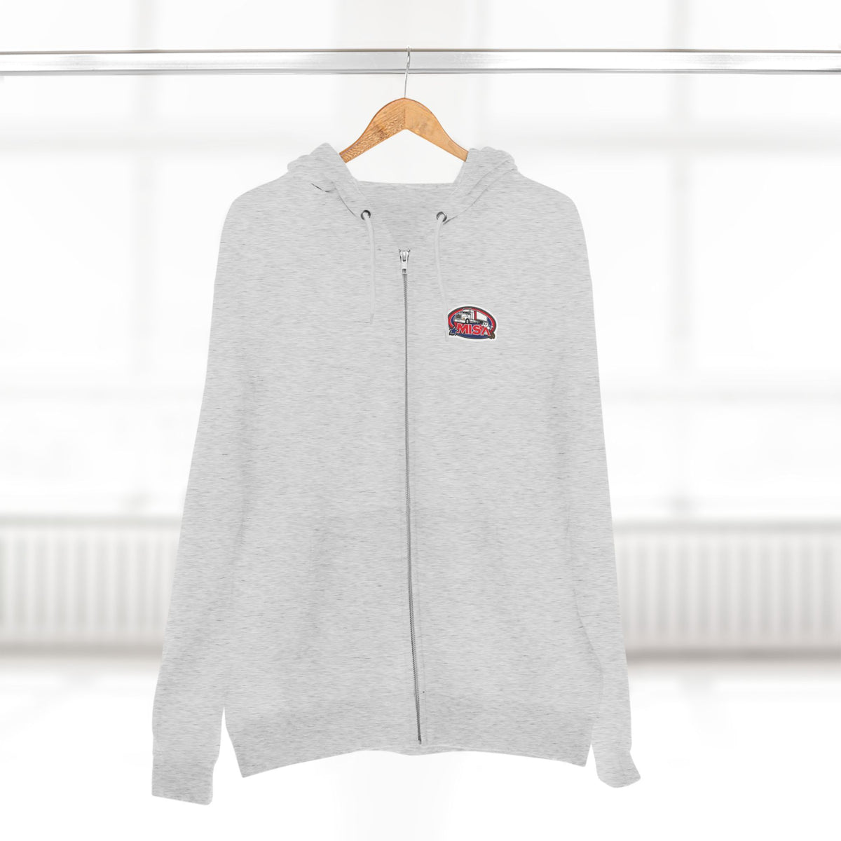 Black unisex zip hoodie with humorous "Sir, You Can't Park Here" graphic print, casual sweatshirt by Printify.