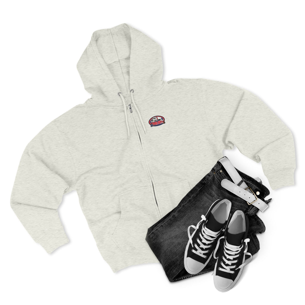 Black unisex zip hoodie with humorous "Sir, You Can't Park Here" graphic print, casual and comfortable sweatshirt by Printify.