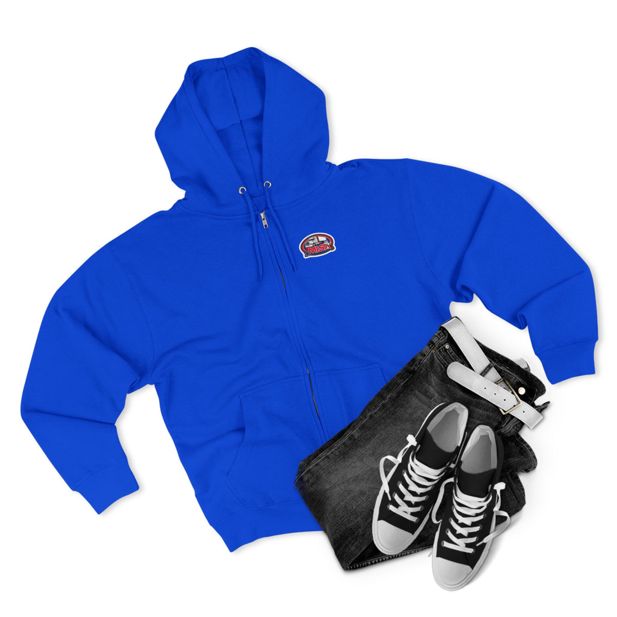 Black unisex zip hoodie with a humorous "Sir, You Can't Park Here" graphic from Printify, casual and comfortable sweatshirt.
