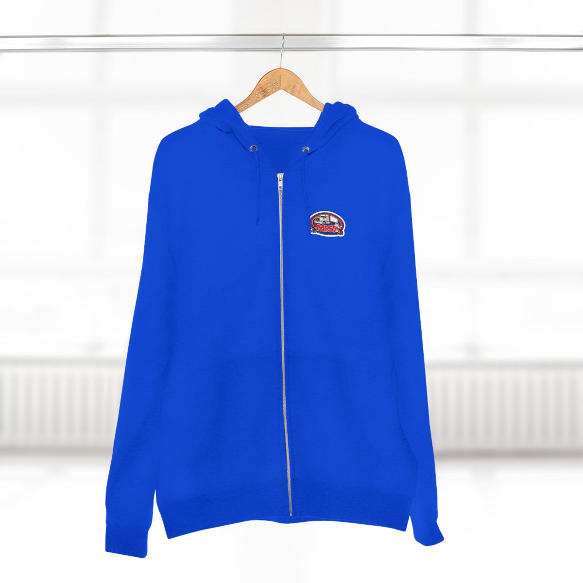 Black unisex zip hoodie with a humorous "Sir, You Can't Park Here" graphic print, perfect for casual wear.