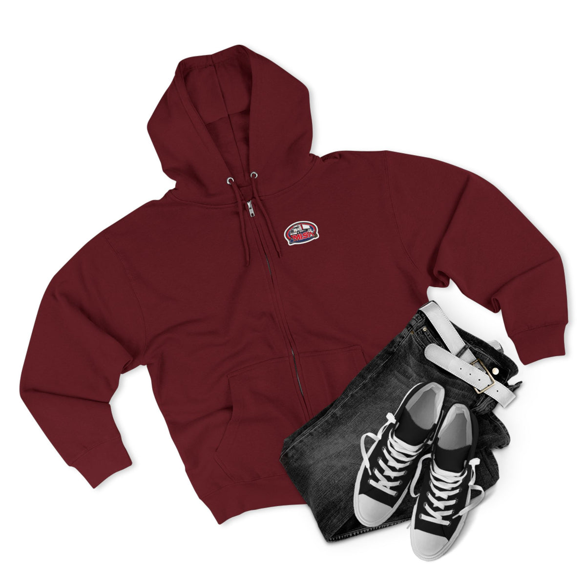 Black unisex zip hoodie with humorous "Sir, You Can't Park Here" graphic print, casual hoodie from Printify.