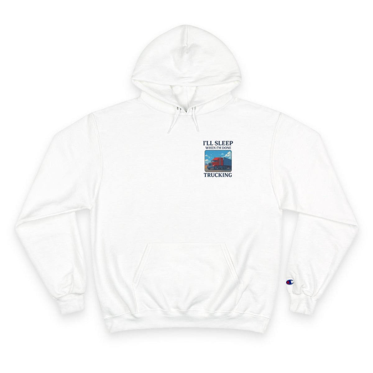 Light steel truck driver hoodie with motivational slogan "I'll Sleep When I'm Done" by Printify, featuring a casual hoodie design.